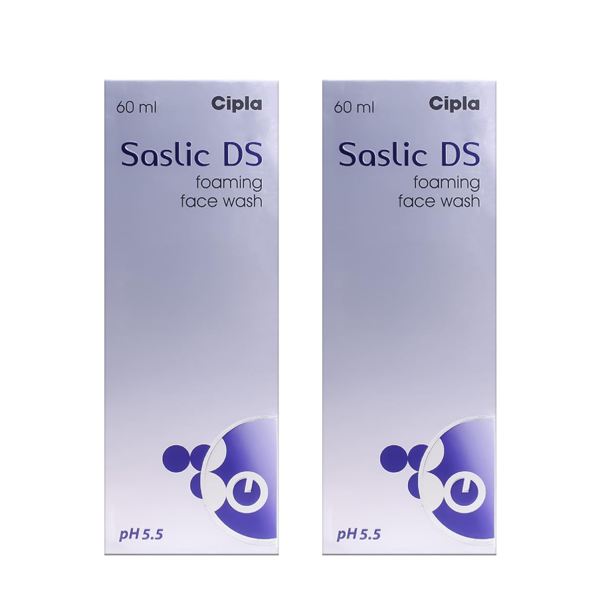 Saslic DS Foaming Face Wash for Sensitive Skin - 60ml (Pack of 2) - Gentle Daily Cleanser for Acne & Oily Skin Care Routine