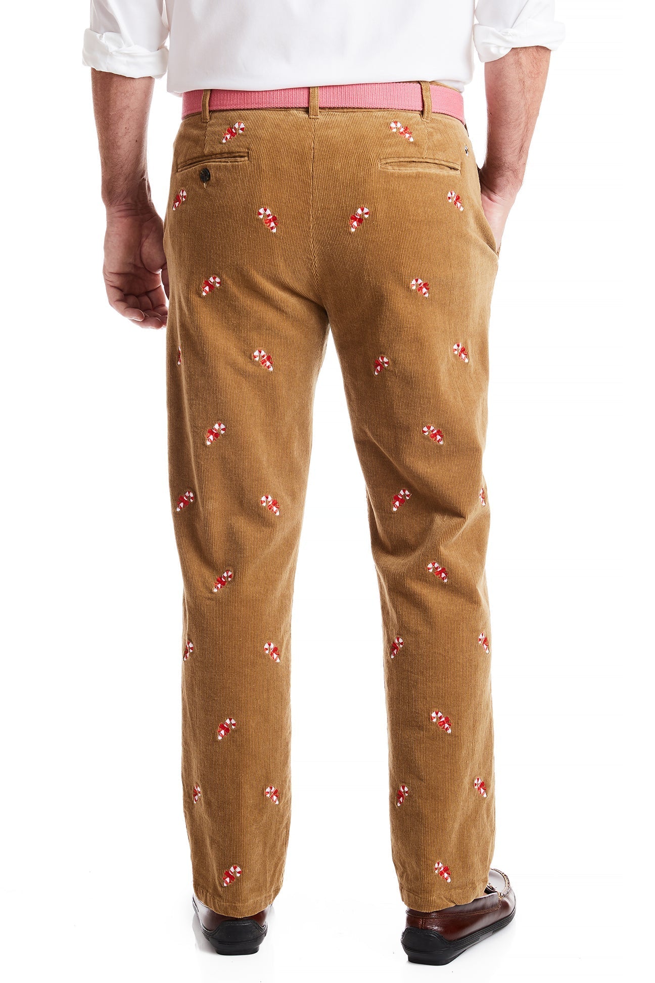Beachcomber Corduroy Pants for Men - Khaki Casual Trousers with Candy Cane Stripes | Perfect for Fall Fashion, Winter Outfits & Holiday Parties