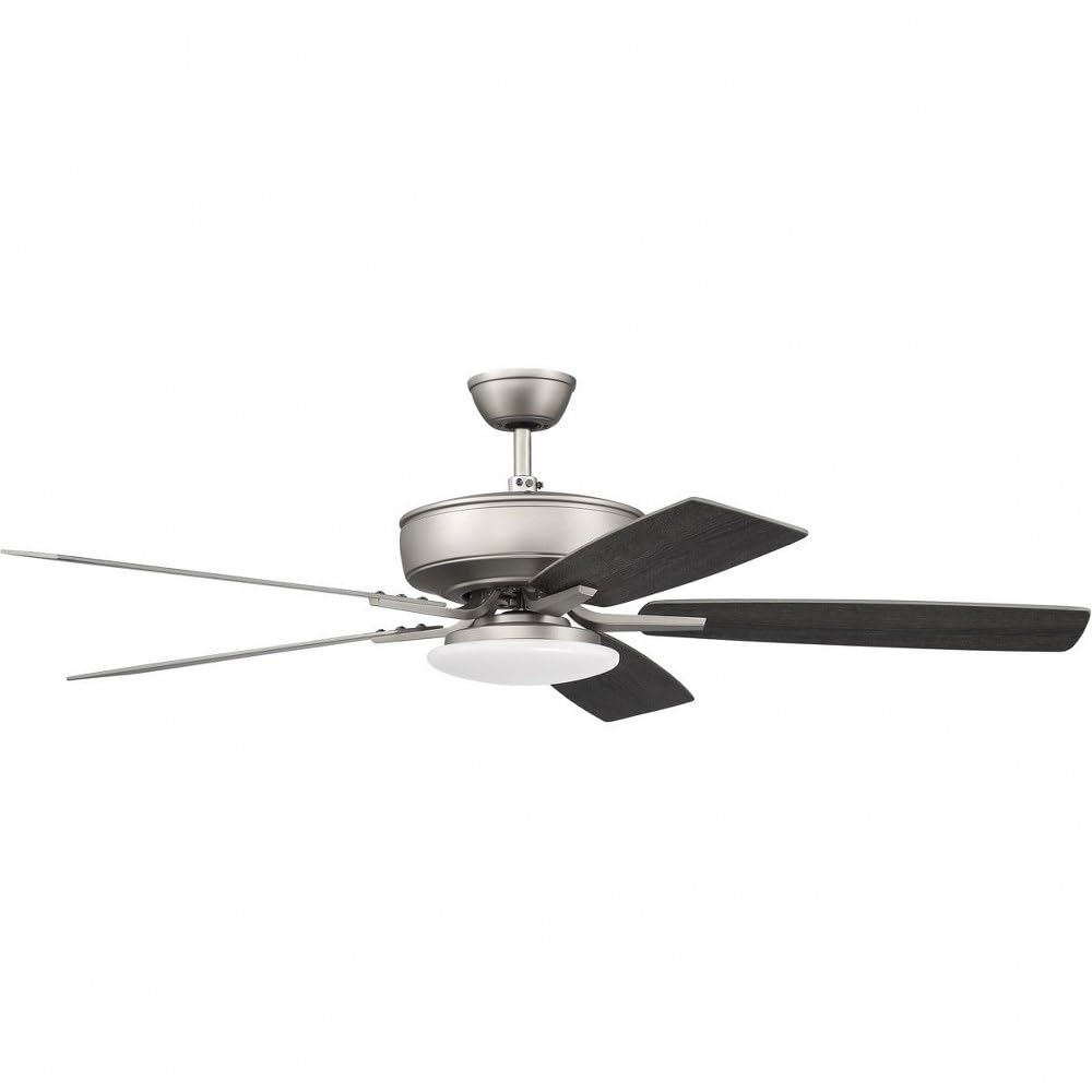 Craftmade P112BN5-52BNGW Pro Plus 52 Inch Ceiling Fan with LED Light Kit & Remote Wall Control - 5 Reversible Brushed Nickel/Greywood Blades - Brushed Satin Nickel Finish - Perfect for Living Room, Bedroom, or Patio Cooling