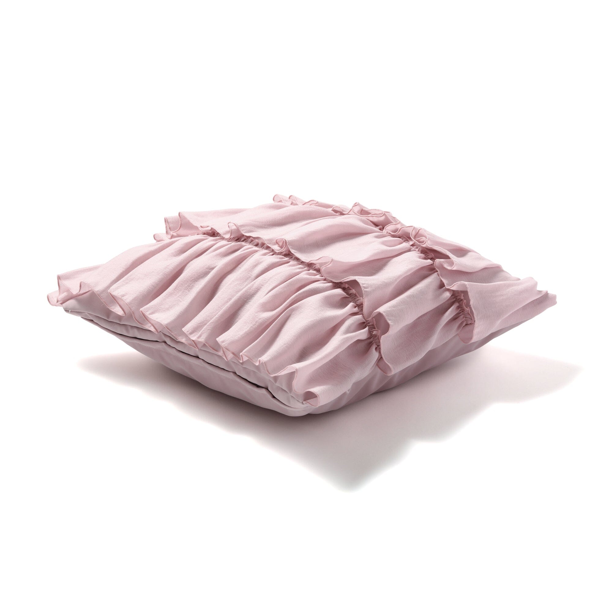Elegant Pink Chiffon Frill Cushion Cover 18x18 Inches - Soft Decorative Pillow Case for Living Room, Bedroom, Sofa & Home Decor
