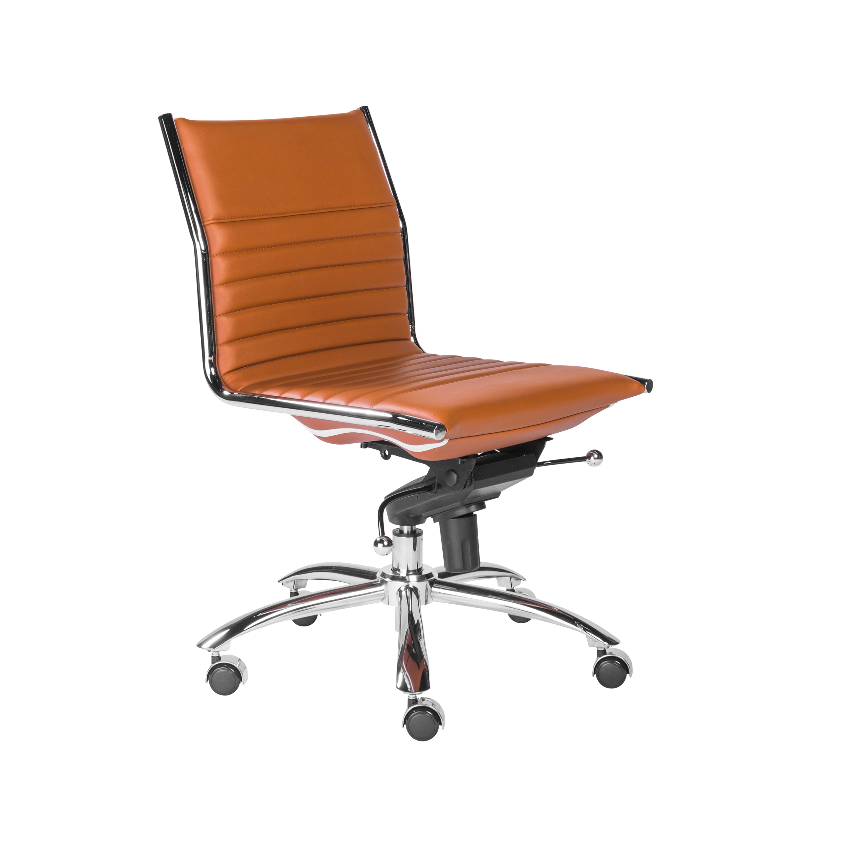 Euro Style Dirk Low Back Office Chair - Armless Ergonomic Design with Chrome Steel Base for Home, Office & Workspace Comfort