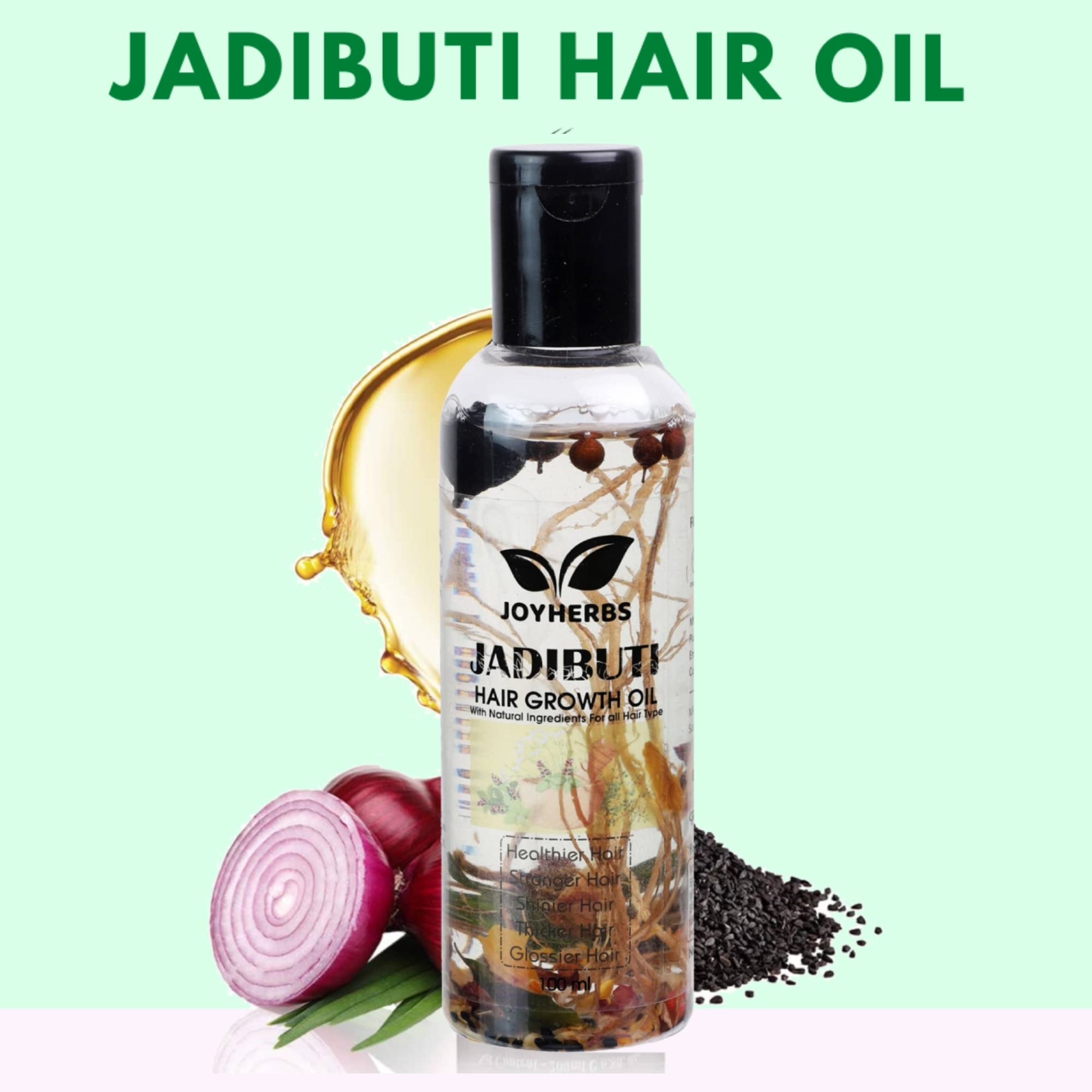 JOYHERBS Ayurvedic Herbal Hair Oil for Hair Growth - Anti Hair Fall & Dandruff Treatment with Bhringraj, Brahmi & Amla | Natural Hair Care for Long, Strong, Shiny Hair (100ml) | Paraben Free | Perfect for Daily Scalp Massage & Damaged Hair Repair