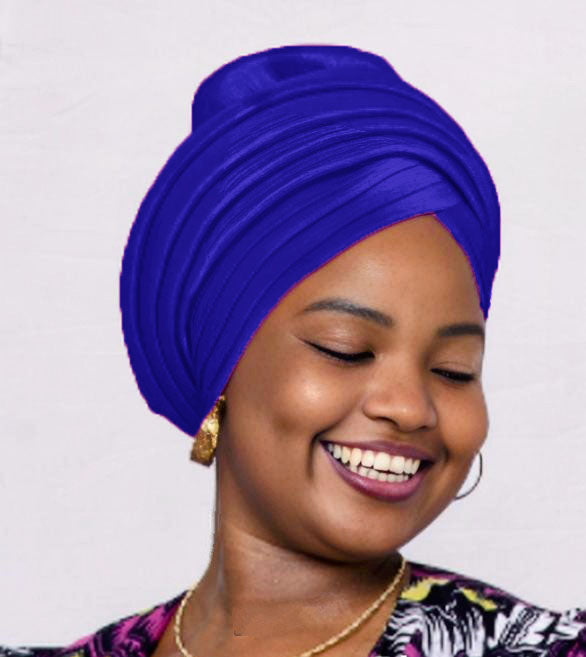 Royal Blue Kamara African Head Wrap by Dupsie - Elegant African Print Headscarf for Women, Perfect for Weddings, Parties & Cultural Events | DPNPHH44