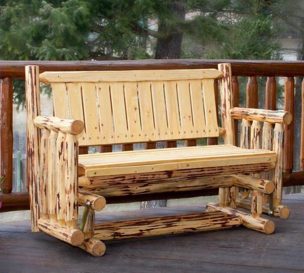 Montana Log Glider - Handcrafted Wooden Porch Swing for Outdoor Relaxation | Perfect for Decks, Gardens, and Patios
