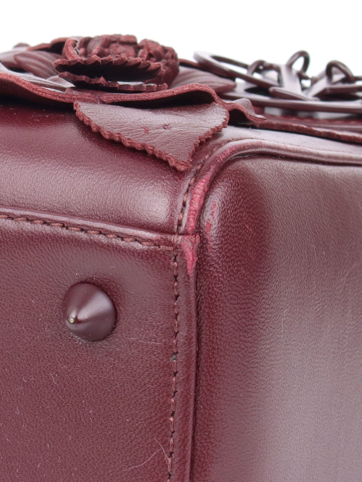 Dior Medium Lady Dior Handbag in Burgundy with Floral Applique - Perfect for Evening Events, Weddings & Luxury Fashion Accessories