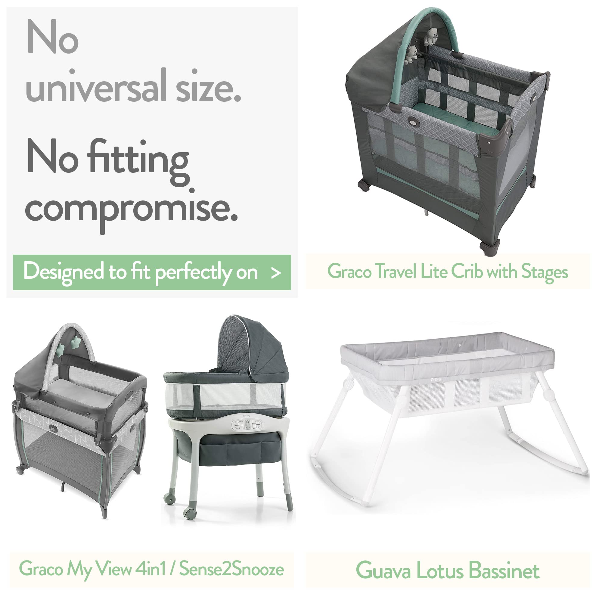 20x30 Inch Bassinet Sheets for Graco Travel Lite Crib, Sense2Snooze, My View 4 in 1, Dream Suite & Guava Lotus - Ultra Soft 100% Jersey Cotton Fitted Crib Sheets (2 Pack) - Perfect for Nursery, Travel & Everyday Baby Comfort