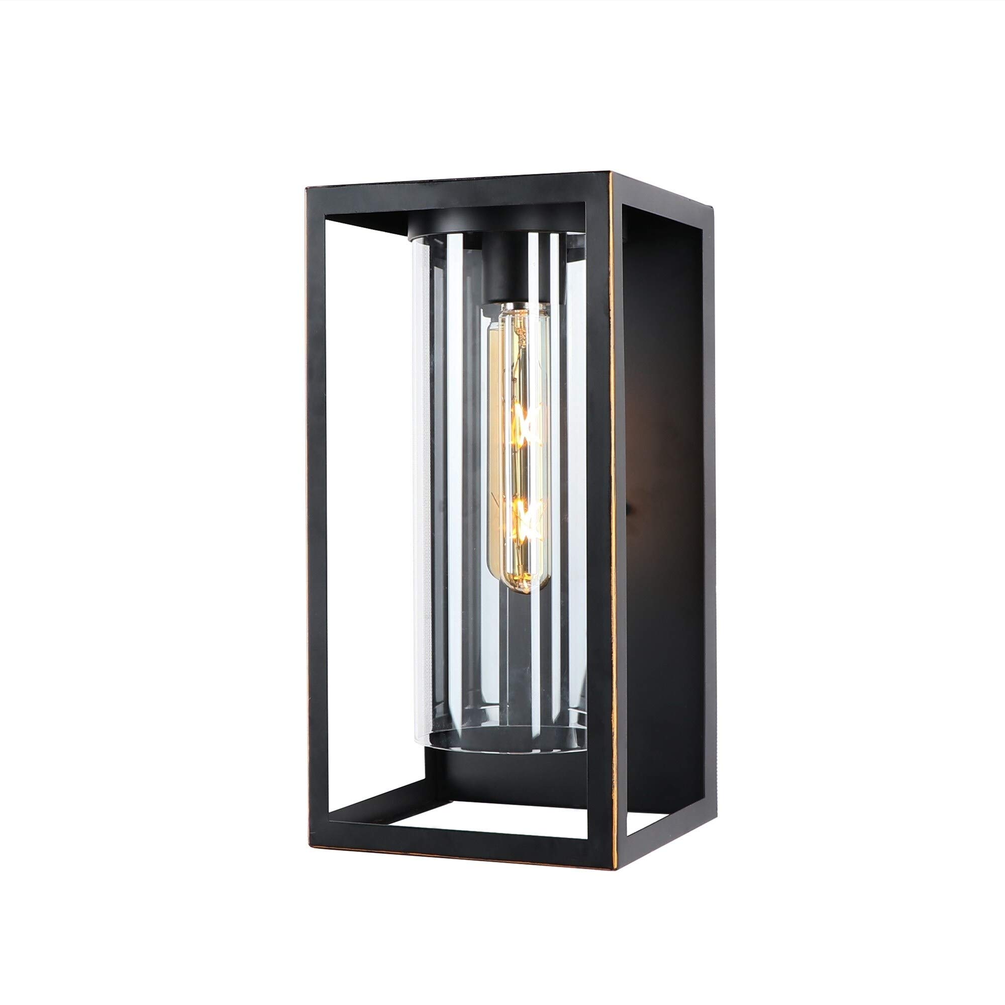 1 Light Outdoor Wall Lantern - Imperial Black Mid-Century Modern Design - Energy Efficient LED Exterior Light for Porch, Patio, Garden & Entryway