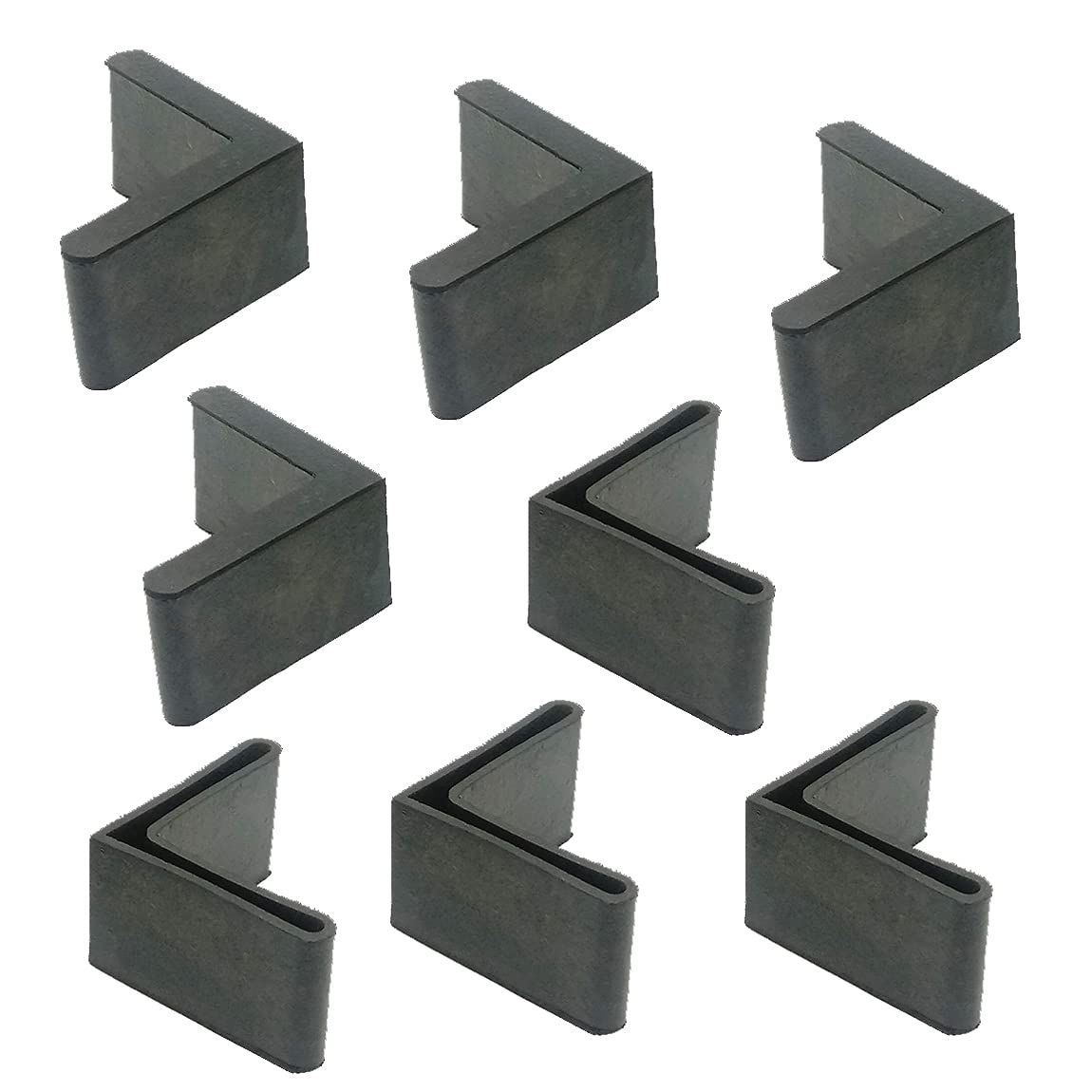 8-Piece Black L-Shaped Rubber Furniture Pads (63x63x3mm) - Angle Iron Foot Protectors for Tables, Chairs & Cabinets - Non-Slip, Scratch-Resistant Floor Guards for Home & Office Use