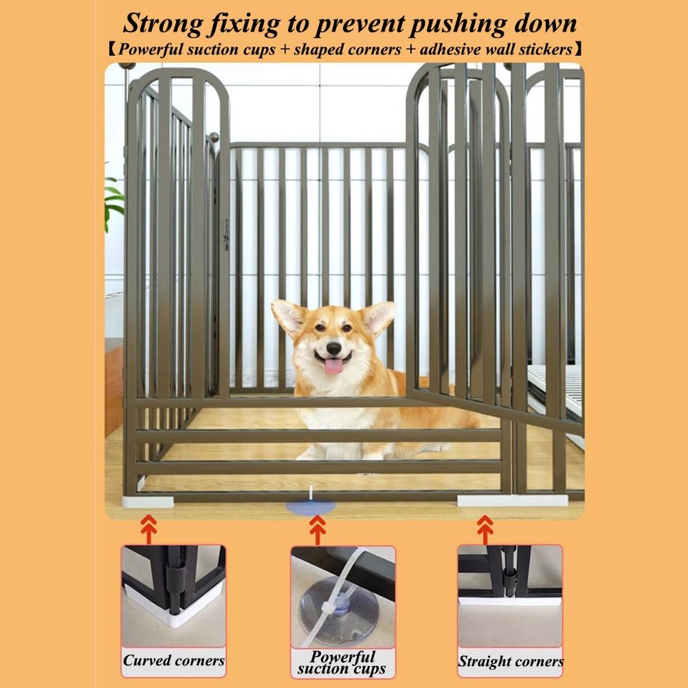 Outdoor Dog Playpen with Door - Portable Pet Fence for Large Medium Small Dogs, Anti-Climbing No Beams Design, Perfect for Camping, Backyard & Yard Use (Black)