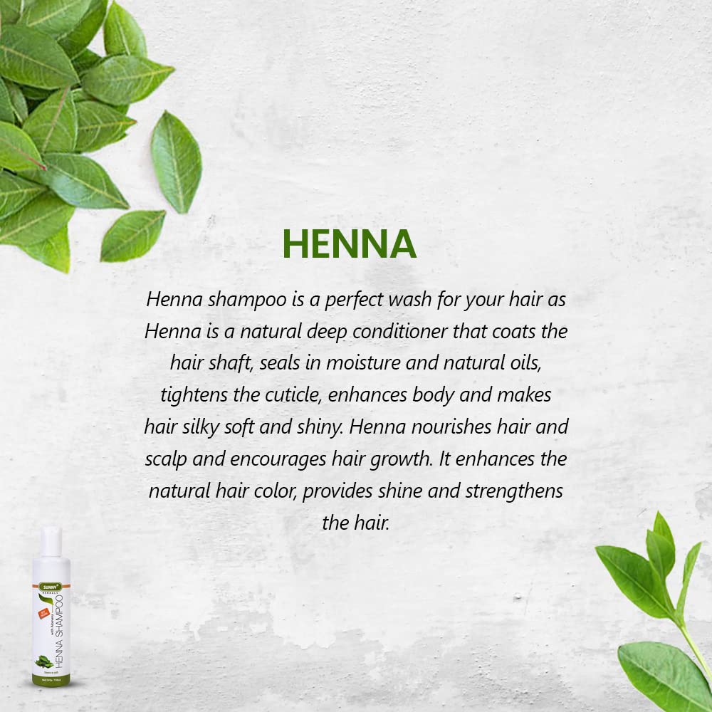 Sunny Herbals Henna Shampoo with Aloe Vera - Controls Scalp Oil, Conditions Hair for Softness & Shine | Tangle-Free Formula for Men & Women | 150ml (Pack of 1) | Perfect for Daily Hair Care & Oily Scalp Treatment