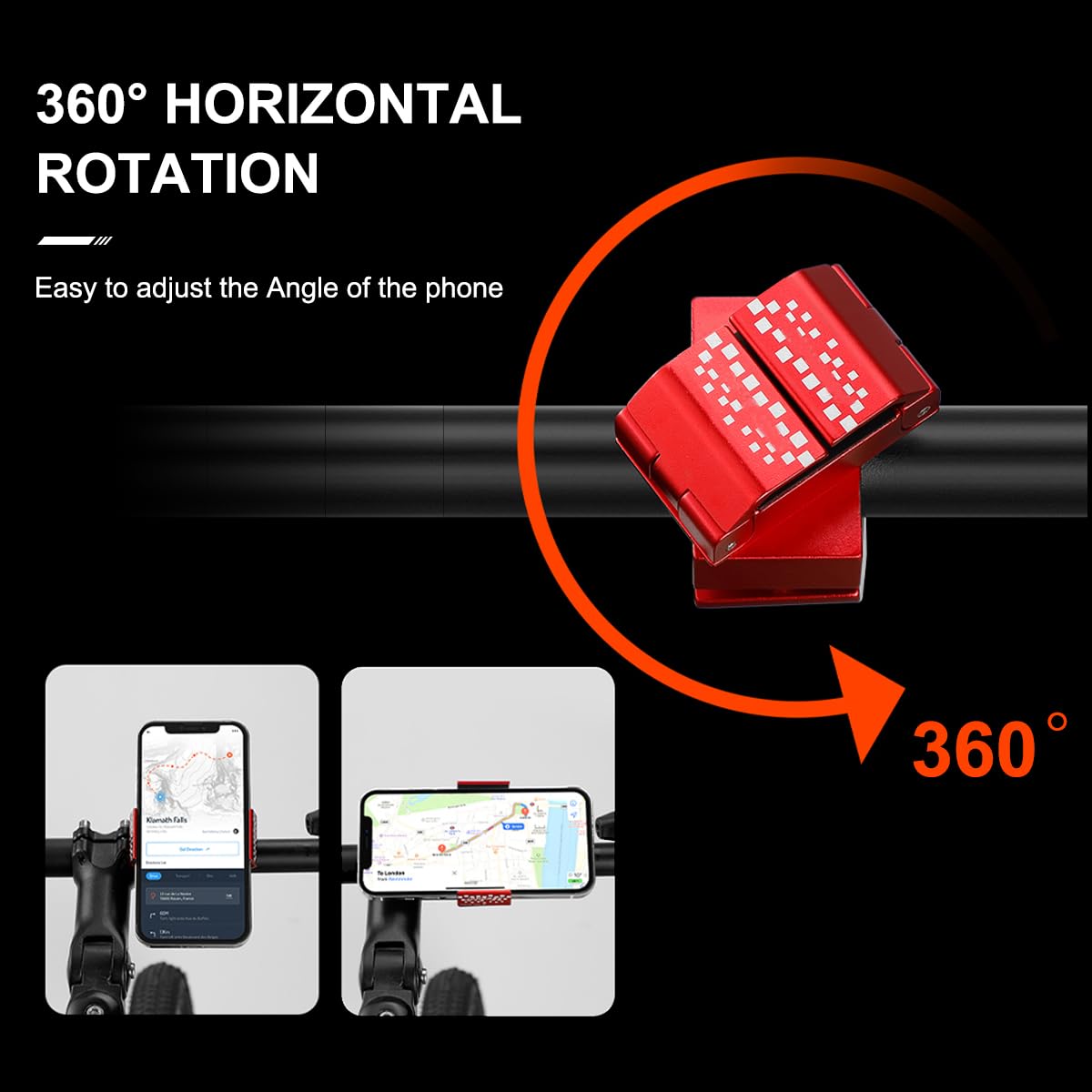 360° Rotating Aluminum Bike Phone Mount - Universal Handlebar Holder for 4.5-7 Inch Smartphones | Perfect for Motorcycles, Scooters & Bicycles | Secure Your Phone While Cycling, Commuting or Outdoor Adventures