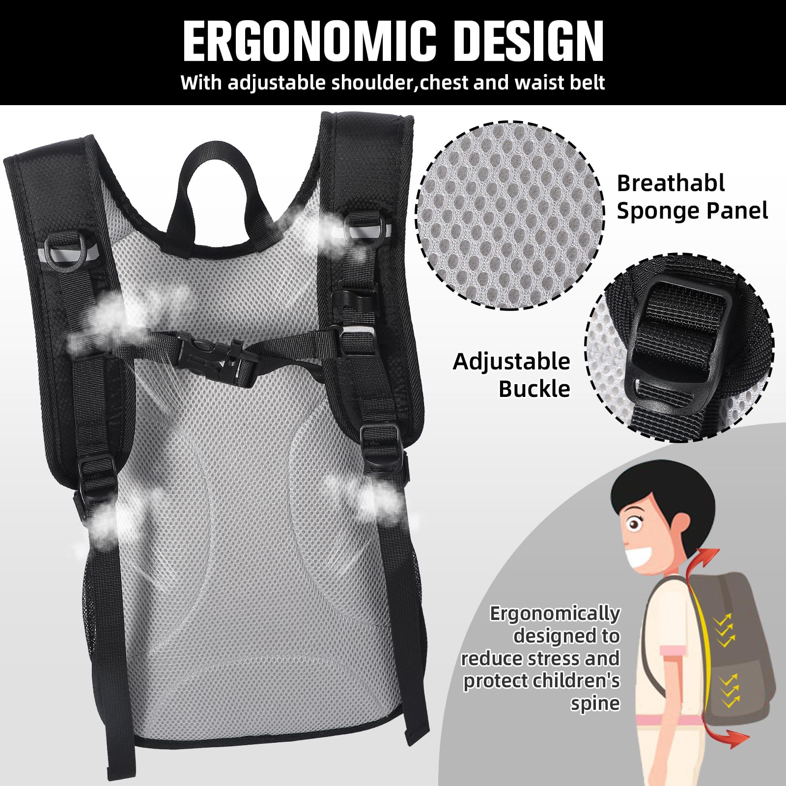 12L Kids Hiking Backpack with Hydration Pack - Waterproof Lightweight Camping Backpack for Boys & Girls Ages 5-12 - Perfect for Outdoor Adventures, School Trips & Travel Gear