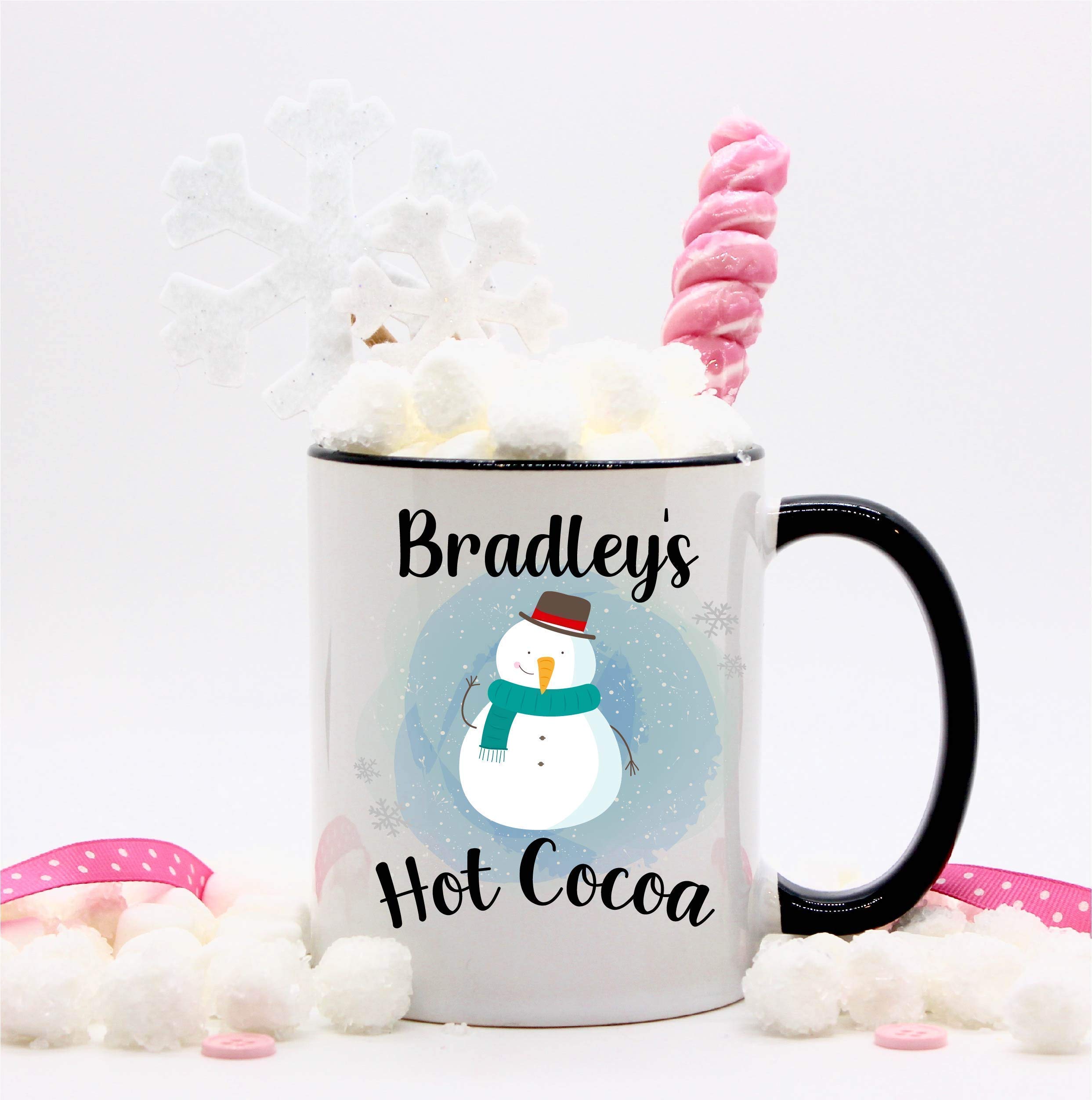Personalized Snowman Hot Cocoa Mugs - Custom Christmas Gifts for Men & Kids - Winter Holiday Hot Chocolate Cups - Perfect for Snow Days, Christmas Parties & Cozy Family Moments