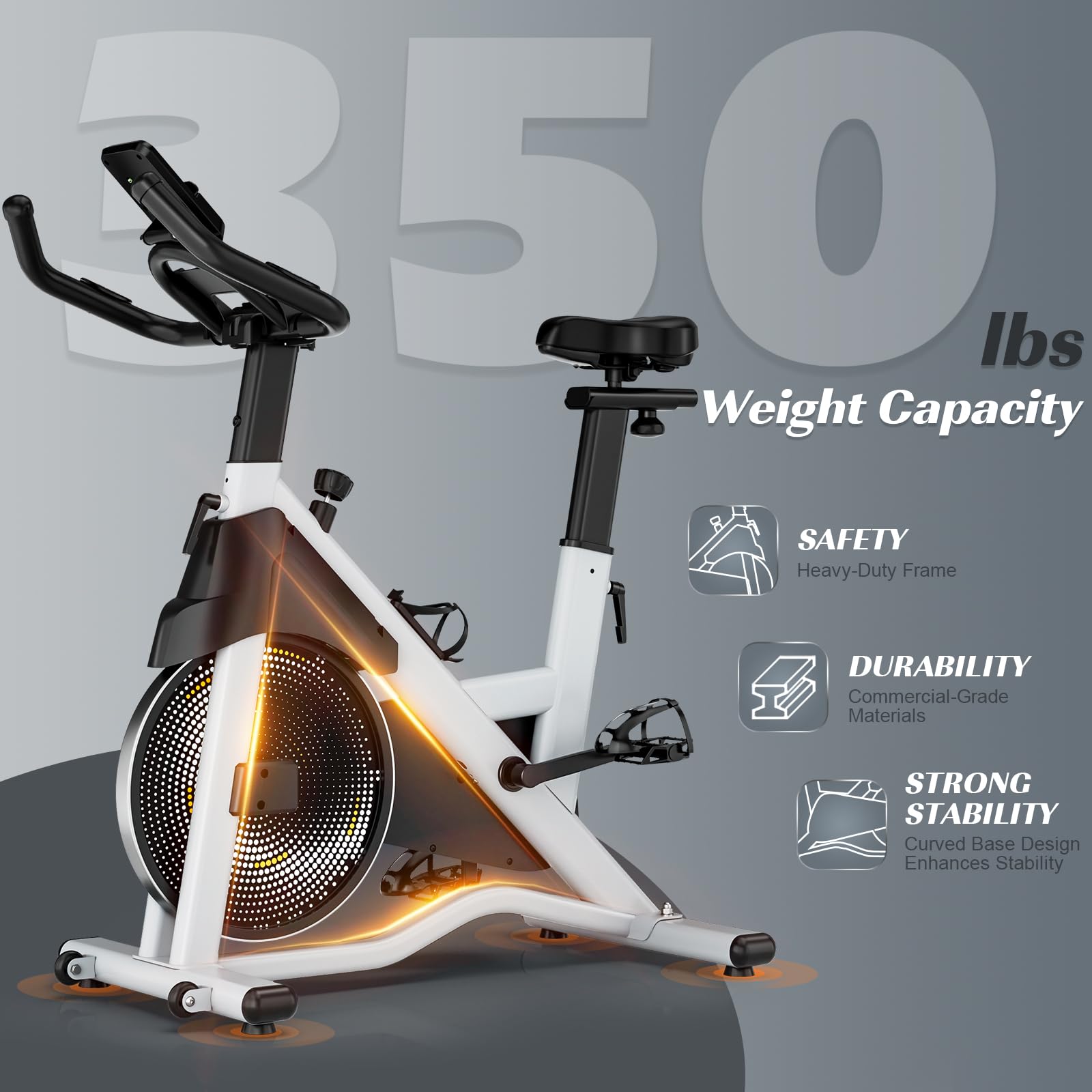 Labgrey Magnetic Exercise Bike - Smart App Compatible Indoor Cycling Bike with Heart Rate Sensor, Adjustable Resistance, Comfortable Seat Cushion & Quiet Operation - Perfect for Home Cardio Workouts, Weight Loss Training & Fitness Enthusiasts