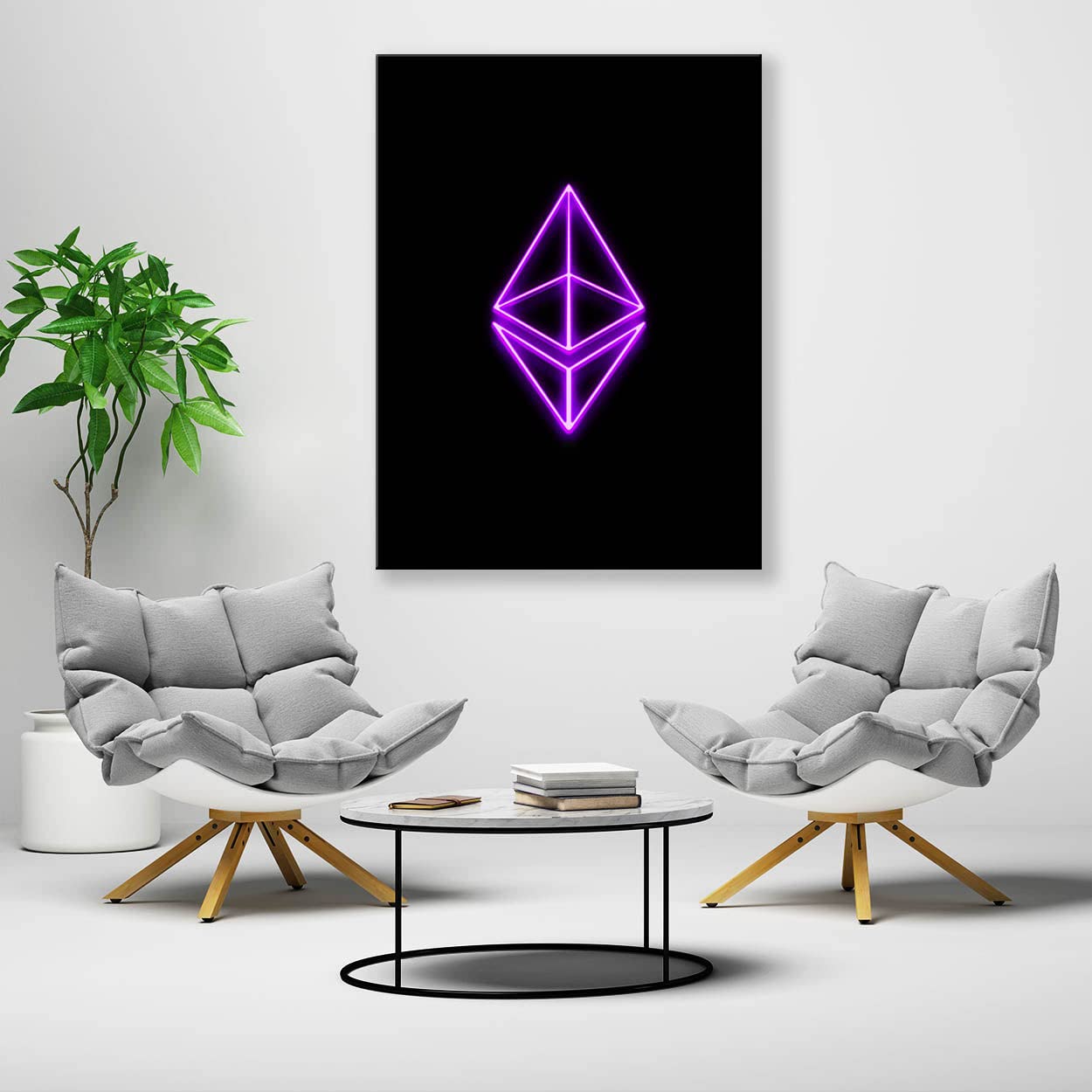 Crypto Canvas Wall Art - Bitcoin & Ethereum Themed Modern Home Decor for Living Room, Office & Gifts
