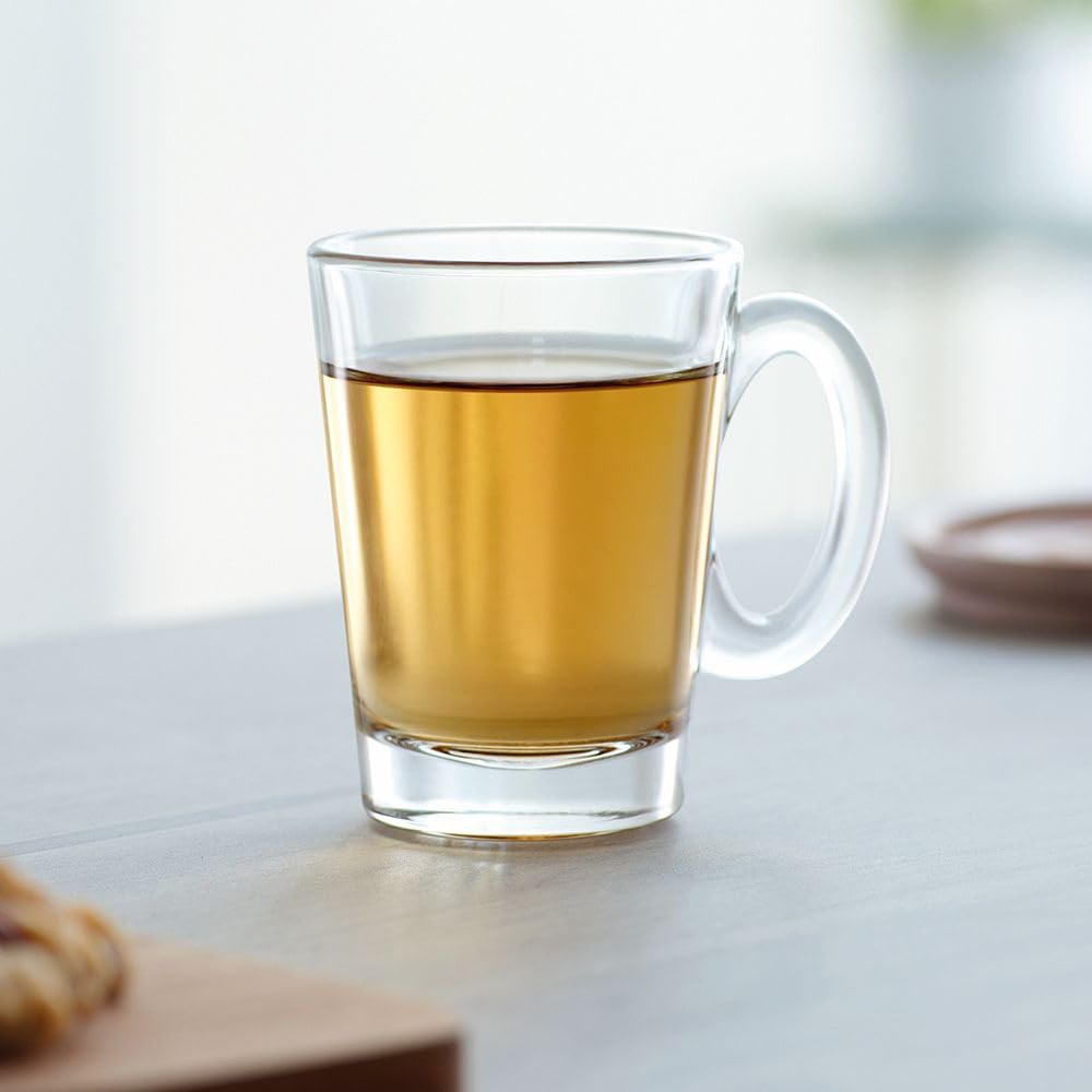 Premium 10.5oz Glass Coffee & Tea Mugs Set of 6 - Durable Clear Drinking Cups for Hot & Cold Beverages - Perfect for Home, Office, or Restaurant Use