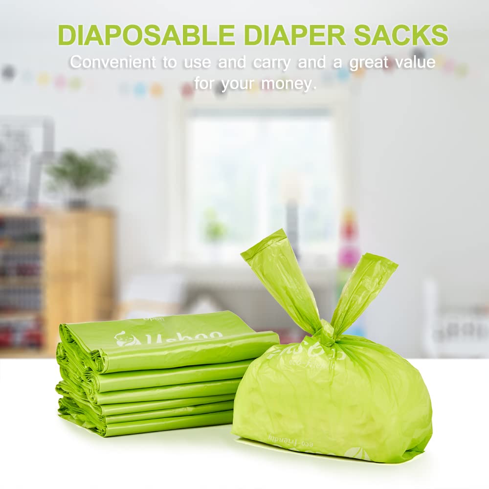 300 Count Baby Disposable Diaper Bags | Oxo-Biodegradable & Unscented | Easy-Tie Handles for Diaper Disposal & Pet Waste | Perfect for Travel, Daycare & On-the-Go Parents