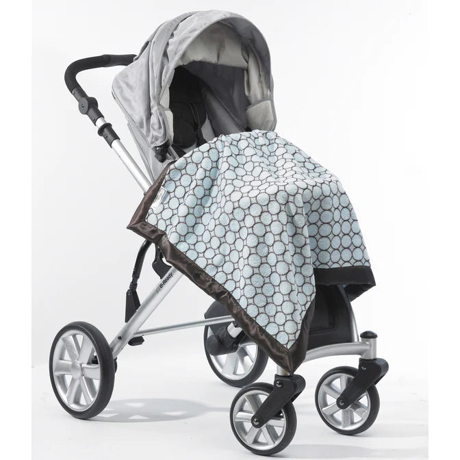 Soft Baby Stroller Blanket - Brown Modern Circles & Pastel Blue Design | Cozy & Breathable for Newborns | Perfect for Strollers, Car Seats & Nursery Use