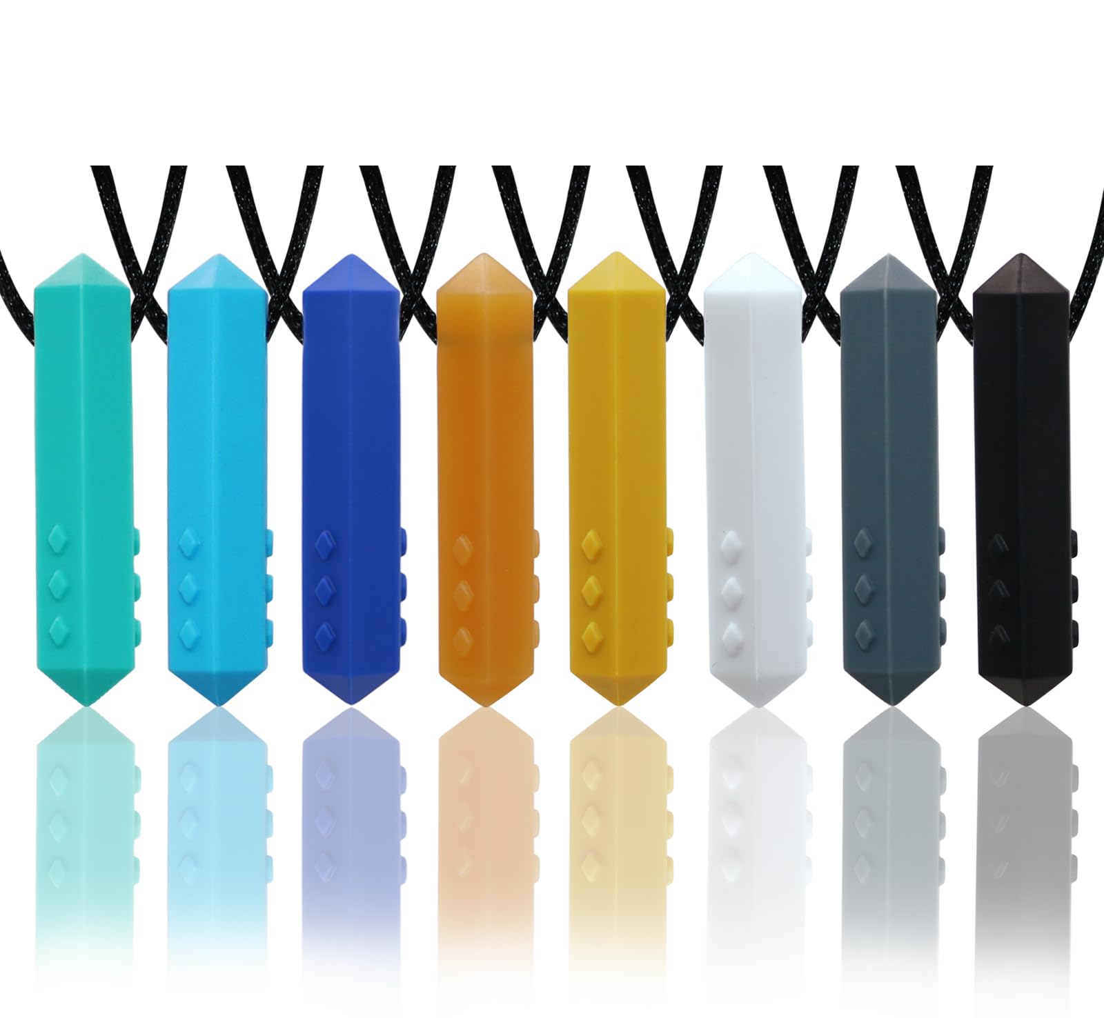 Sensory Chew Necklaces for Kids & Adults - 8 Pack Silicone Chewy Necklace for Autism, ADHD, SPD, Anxiety Relief - Oral Motor Therapy Tools for Biting, Teething & Stress - Perfect for School, Travel & Sensory Play