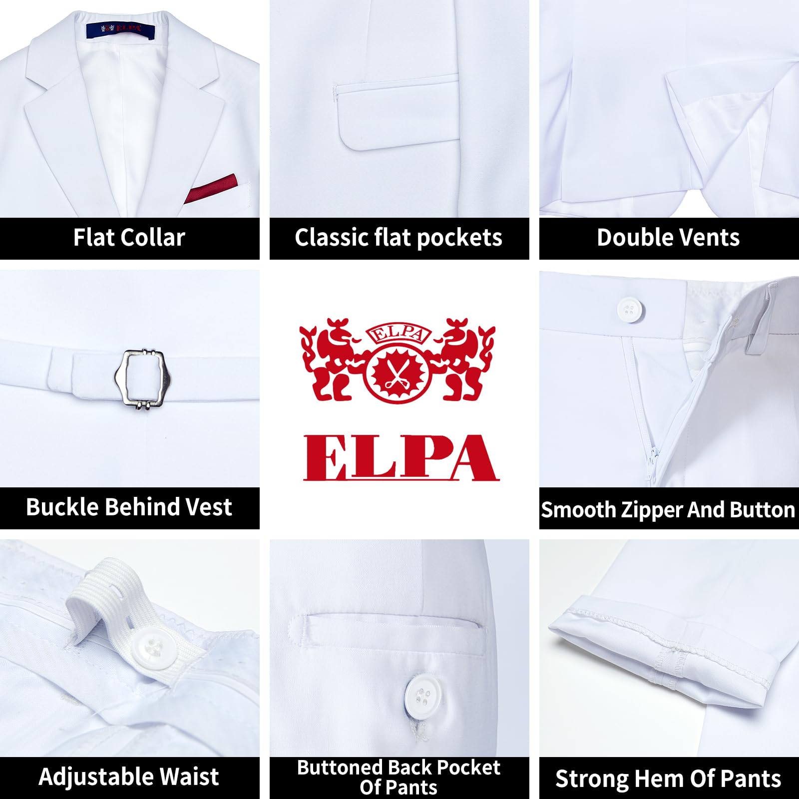 ELPA Boys Slim Fit Suit Set - Kids Formal Blazer & Pants Outfit for Ring Bearer, Wedding, Party & Special Occasions
