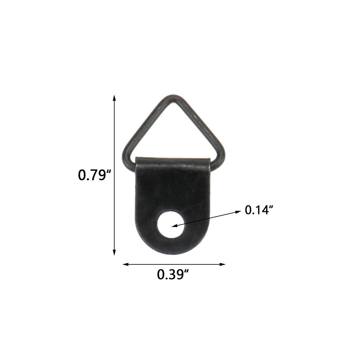 100 PCS Black Single Hole Triangle D-Ring Hangers for Picture Frames - 20 x 10mm - Heavy Duty Wall Hanging Hardware for Home Decor, Photo Displays & Art Gallery Installation
