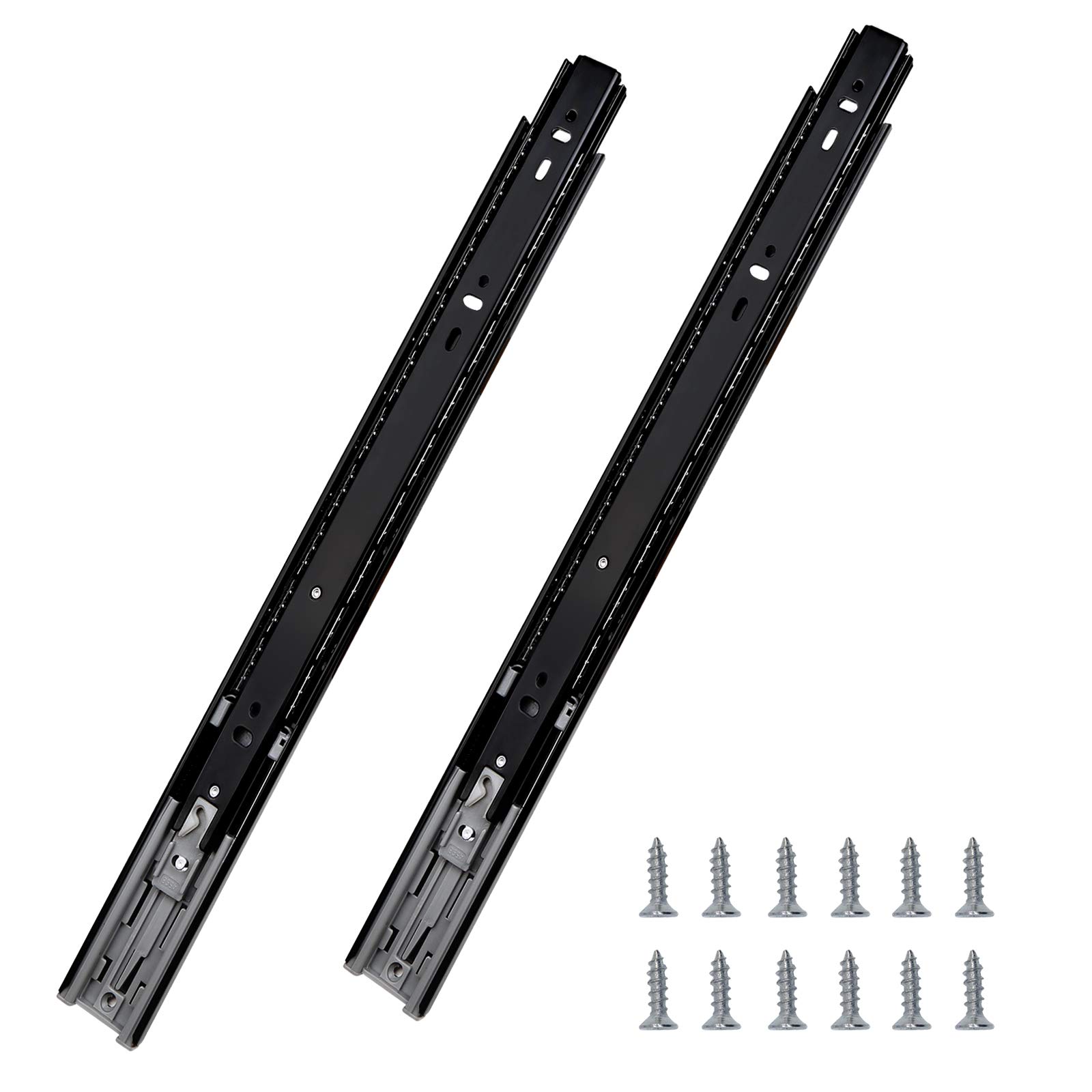 15 Pair Probrico 24 Inch Soft Close Drawer Slides - Heavy Duty 3-Fold Full Extension Ball Bearing Glides, Black Cabinet Runners for Kitchen, Office & Bedroom Furniture - Cold Rolled Steel Construction