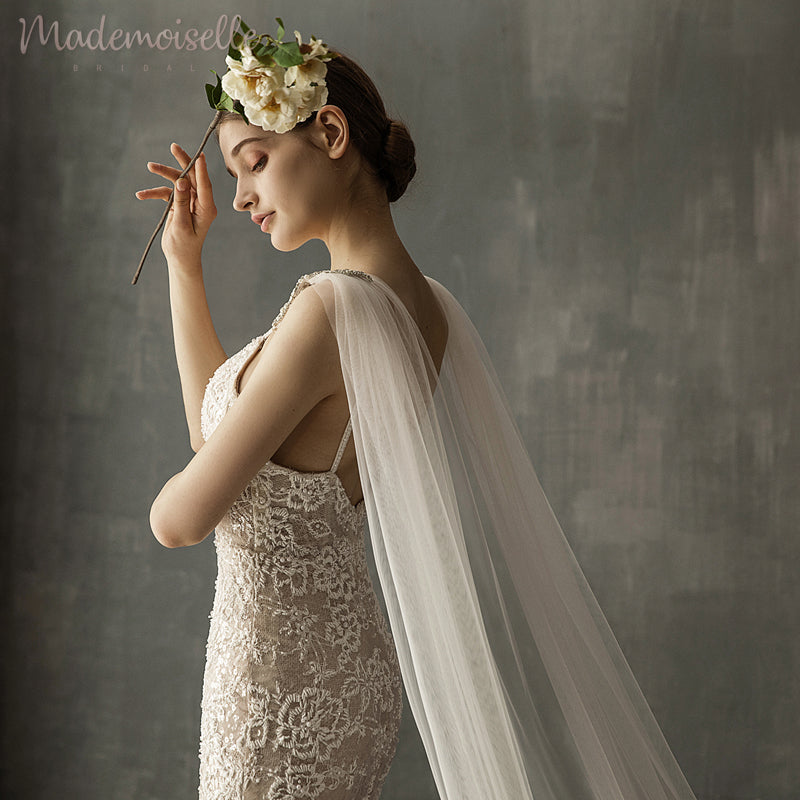 Cynthia Cape Veil - Elegant Wedding Accessory for Brides, Bridesmaids & Formal Events | Perfect for Beach, Church & Outdoor Ceremonies