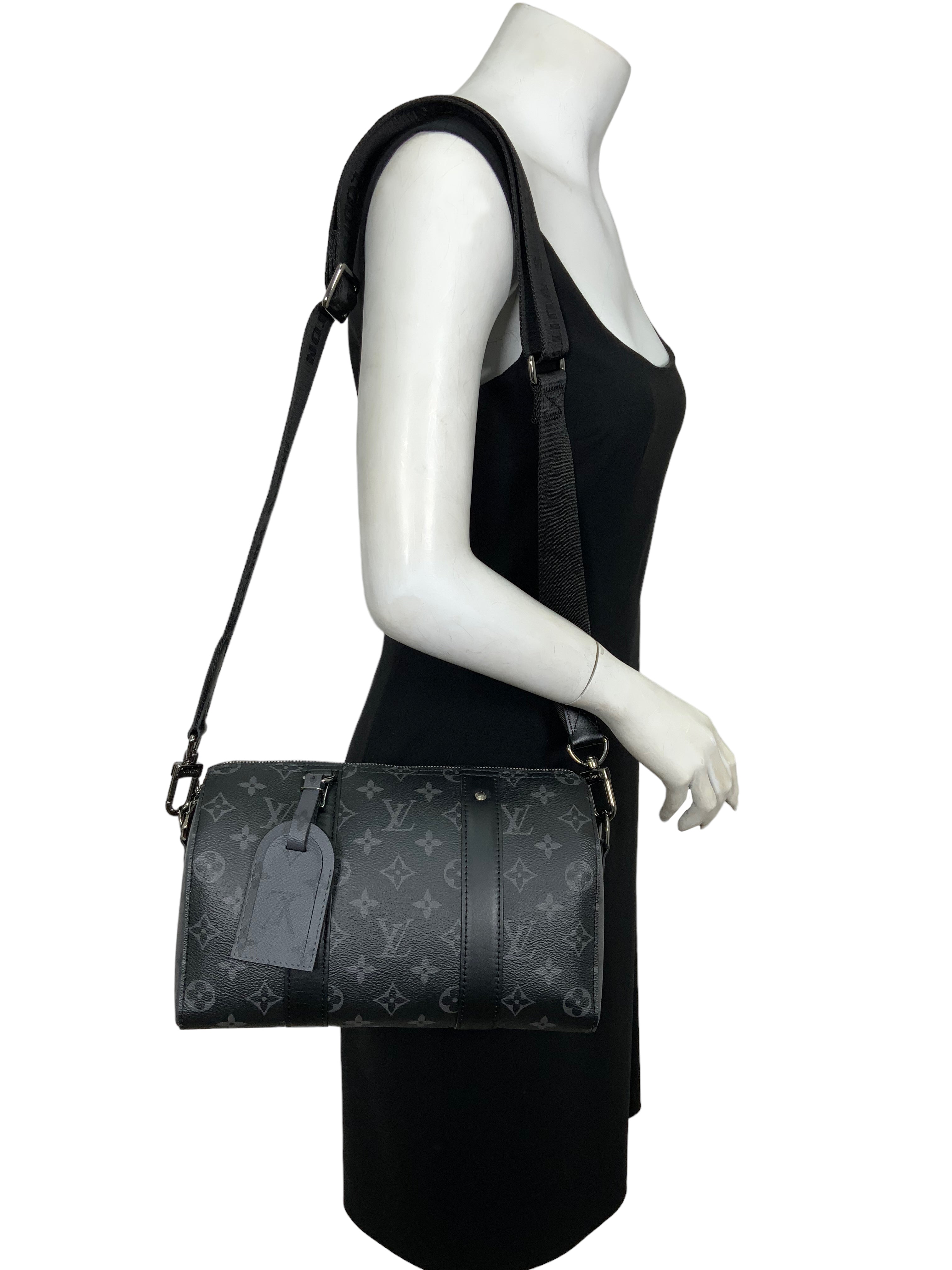 Louis Vuitton Monogram Eclipse Canvas City Keepall Bag - Stylish Travel Duffel for Men & Women | Perfect for Weekend Getaways & Business Trips