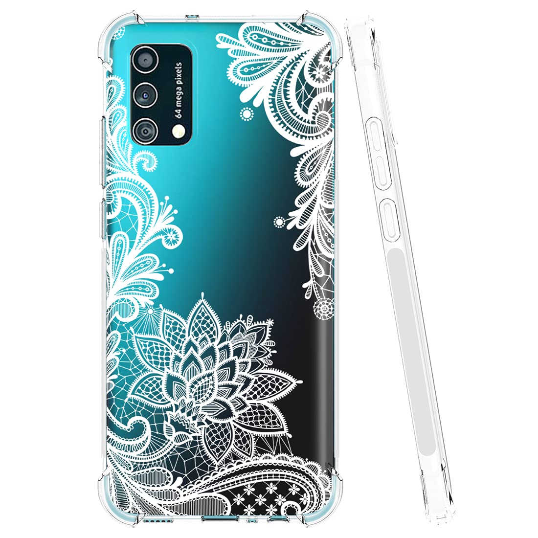 Samsung Galaxy A02S Phone Case - Slim Shockproof Clear Floral TPU Protective Cover for Women & Girls | Soft Flexible Mandala Design | Perfect for Everyday Use, Work & Travel