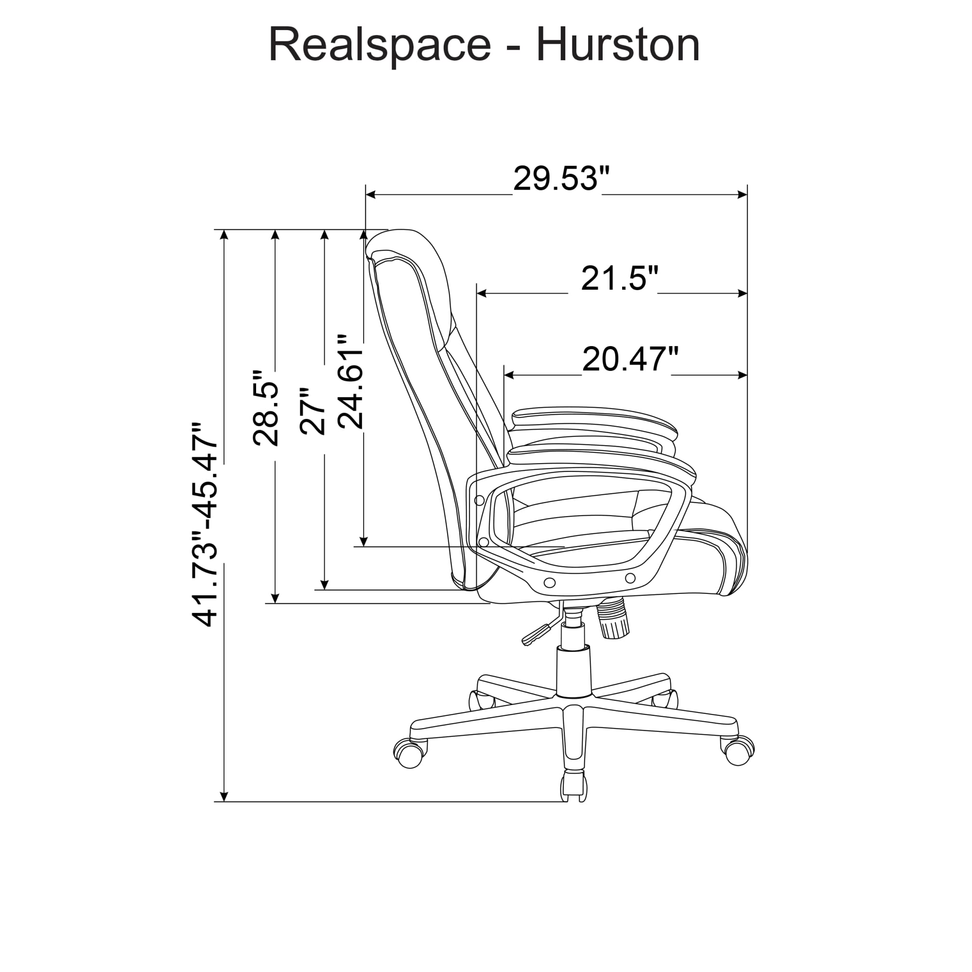 Realspace® Hurston Bonded Leather High-Back Executive Office Chair - Black, Ergonomic Design, BIFMA Certified for Home & Office Workspaces
