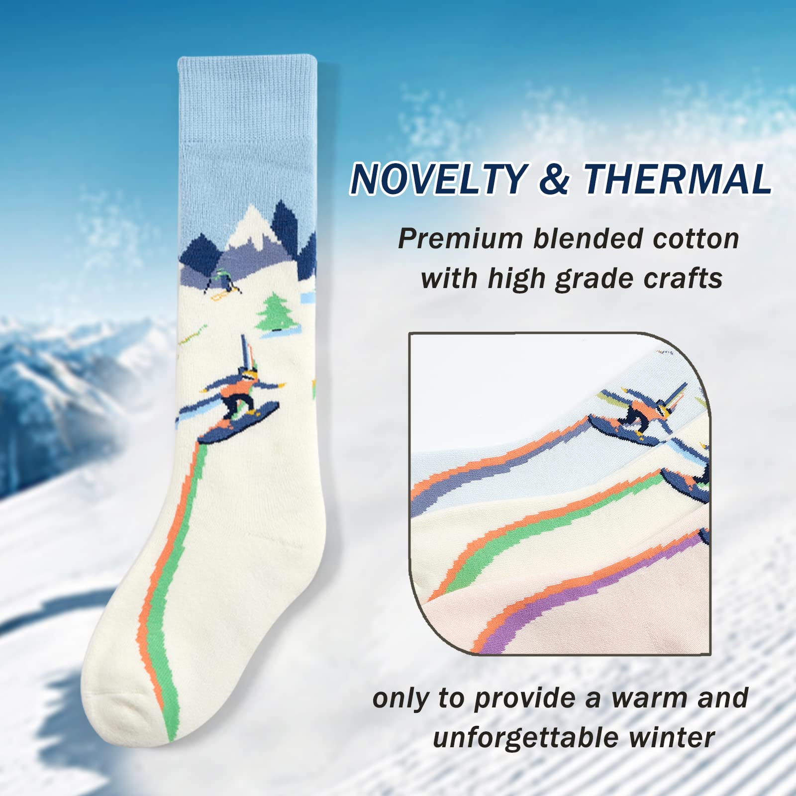 **Warm Thermal Ski Socks for Kids & Boys - 3 Pack Winter Snowboarding & Skating Socks for Boys & Girls - Perfect for Skiing, Snow Play & Cold Weather Activities**