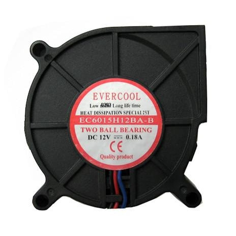 Evercool 60x60x15mm Dual Ball Bearing Blower Fan - High Performance Cooling for PC, Laptop & Electronics - EC6015H12BA B - Perfect for Gaming Rigs, Servers & Workstations