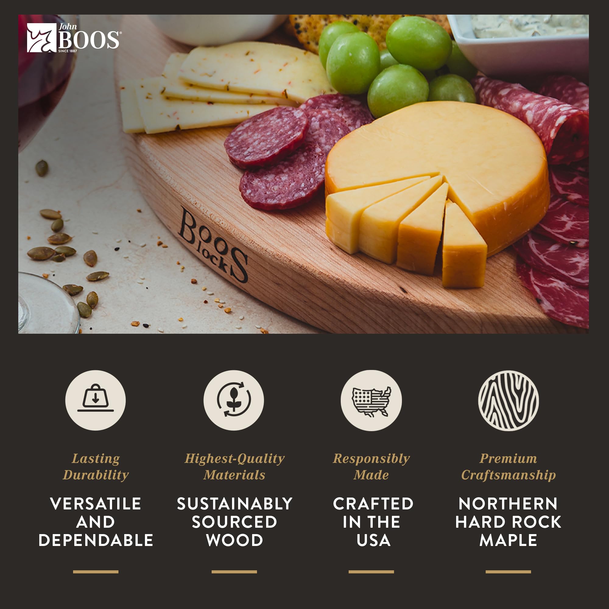 Premium John Boos Maple Wood Cutting Board - 18