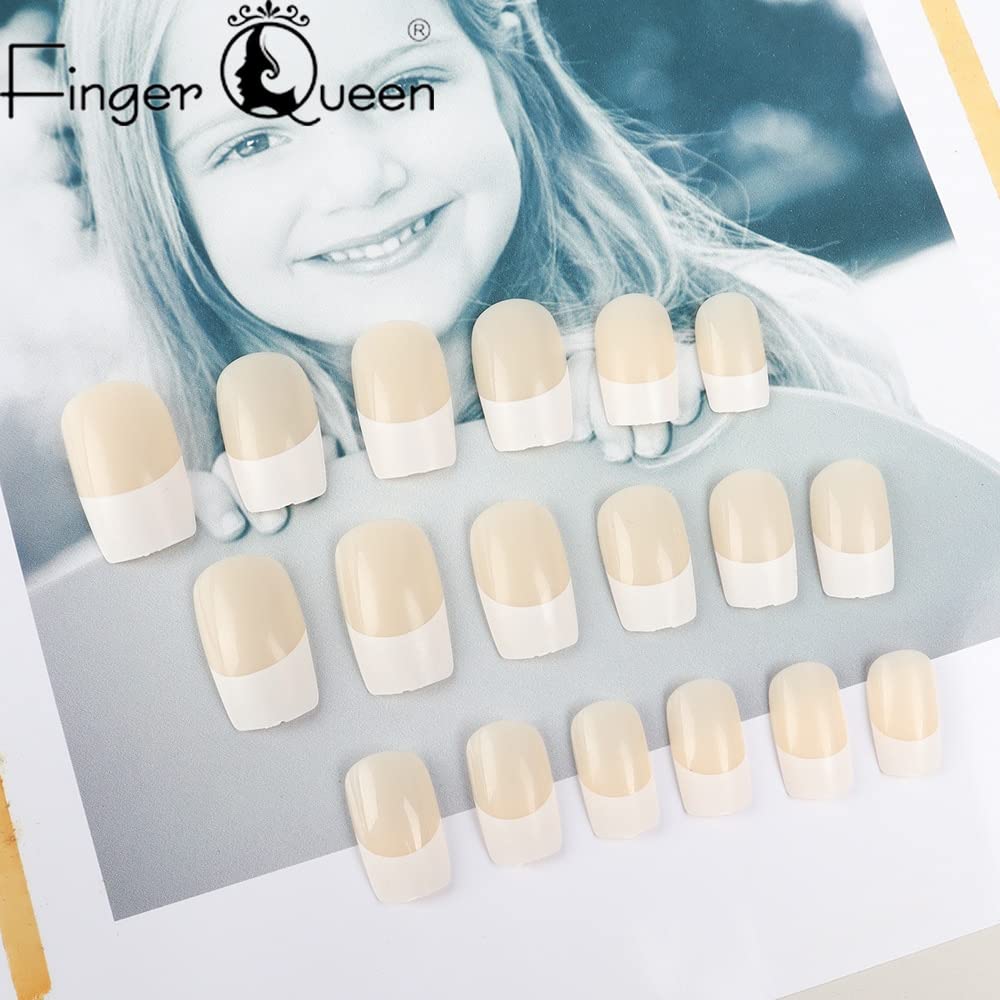 FASHION STORM® 12-Piece Natural French Short False Nails Kit - Acrylic Classic Fake Nails with 12 Glue Tabs, Full Cover Nail Art Decoration for Women - Perfect for Daily Wear, Parties, and Special Occasions (Natural Nude)