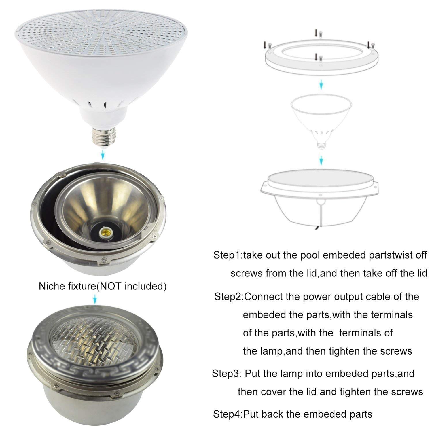 120V 35W RGB LED Pool Light Bulb - PAR56 Color Changing Underwater Light with Remote Control - 500W Halogen Replacement for Inground Pools - Perfect for Backyard, Landscape Lighting & Night Swimming (1 Pack)