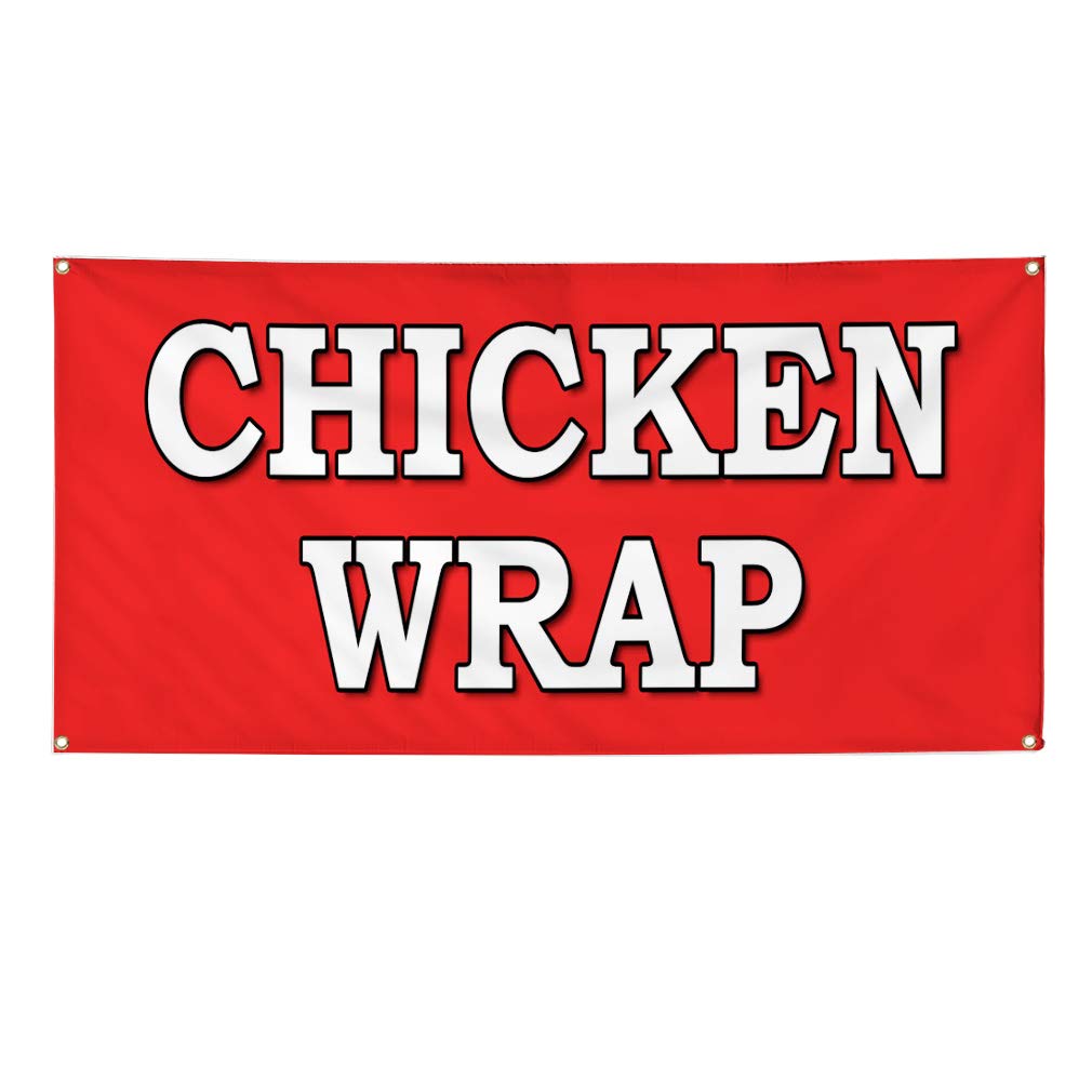 Custom Vinyl Banner - 60x144 Inches Weatherproof Outdoor Sign with 10 Grommets | Chicken Wrap Food Fair, Restaurant & Beverage Advertising | Durable for Industrial Yard, Events & Business Promotion