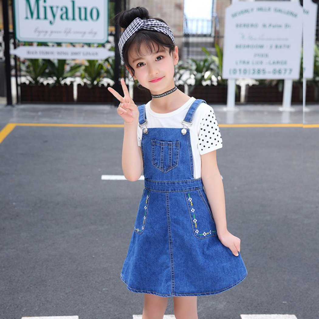 KIDSCOOL SPACE Girls Denim Skirts & Stretchy Jeans Overalls - Soft Comfortable Playwear for Toddler & Little Big Girls - Perfect for School, Playdates & Outdoor Adventures