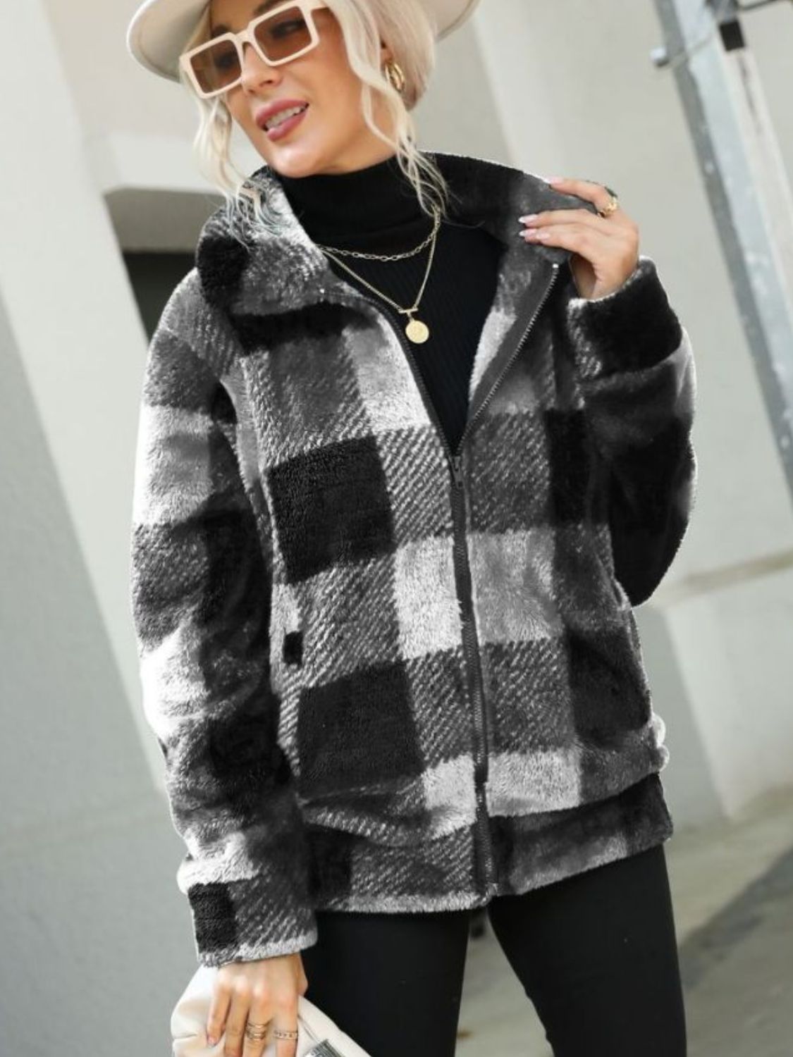 Stylish Plaid Zip-Up Collared Jacket for Men & Women - Perfect for Fall Outfits, Casual Wear & Outdoor Activities