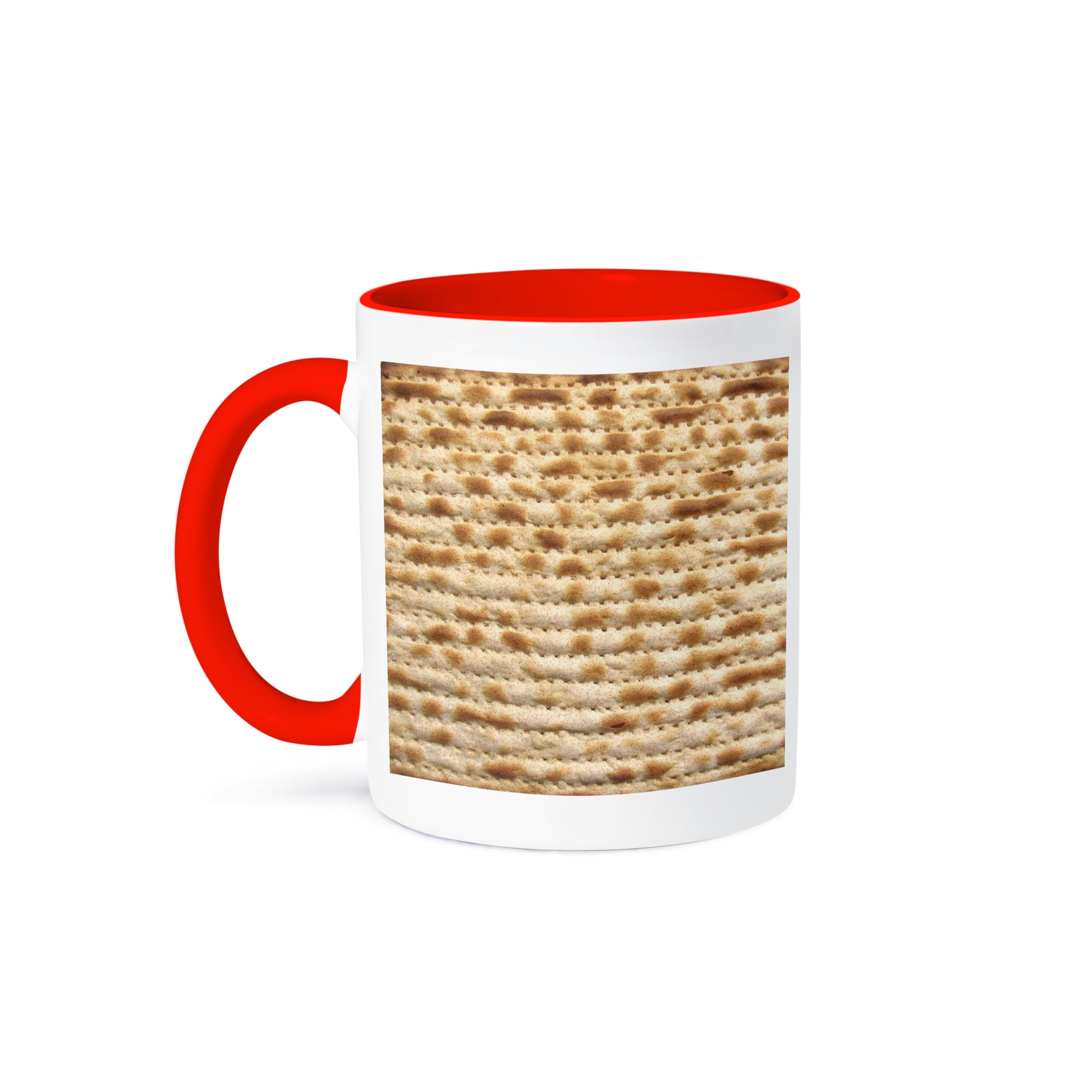 Funny Jewish Humor 3D Rose Matzah Bread Texture Ceramic Mug for Passover Pesach - Red & White Two-Tone Coffee Cup - Perfect Gift for Jewish Holidays, Kosher Kitchen & Humorous Judaica Collectors