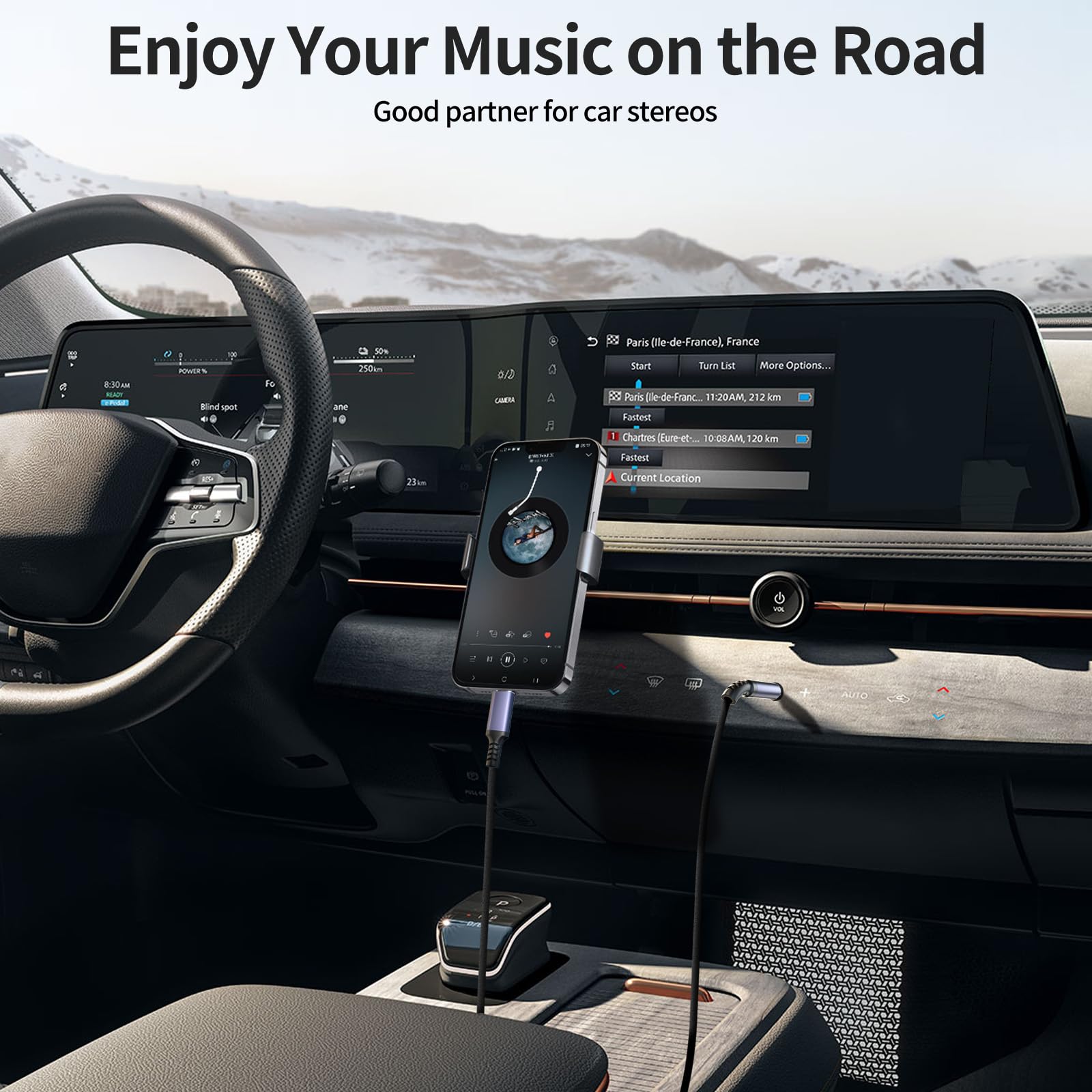 USB C to 3.5mm Aux Audio Cable 4.3ft - Type C to Headphone Jack Adapter for iPhone 16/15 Pro Max, Samsung Galaxy S24/S23/S22/S21, Pixel 4/5 XL - Car Audio, Home Stereo & Mobile Device Connectivity