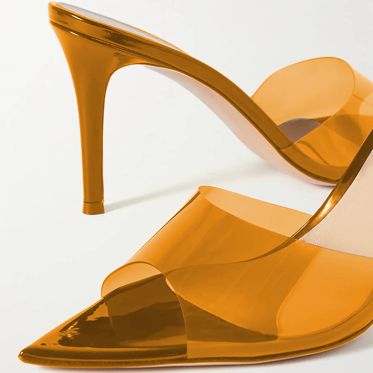 Sexy Clear PVC Mules for Women - Pointed Open Toe Transparent High Heel Slides | Backless Stiletto Sandals | US Size 4-16 | Perfect for Beach, Pool Party & Summer Outfits