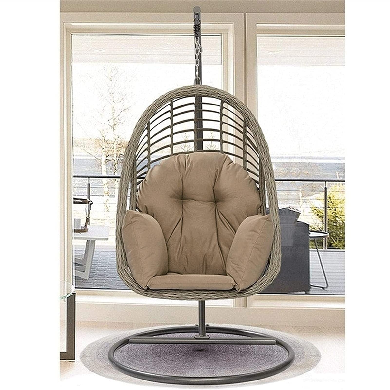 Outdoor Hanging Swing Chair - Wicker Hammock Chair for Garden, Balcony & Patio - 48.4×40.5×74.0 Inch Hanging Basket Chair - Perfect for Relaxing, Lounging & Rocking - Garden Furniture & Decor Accessories