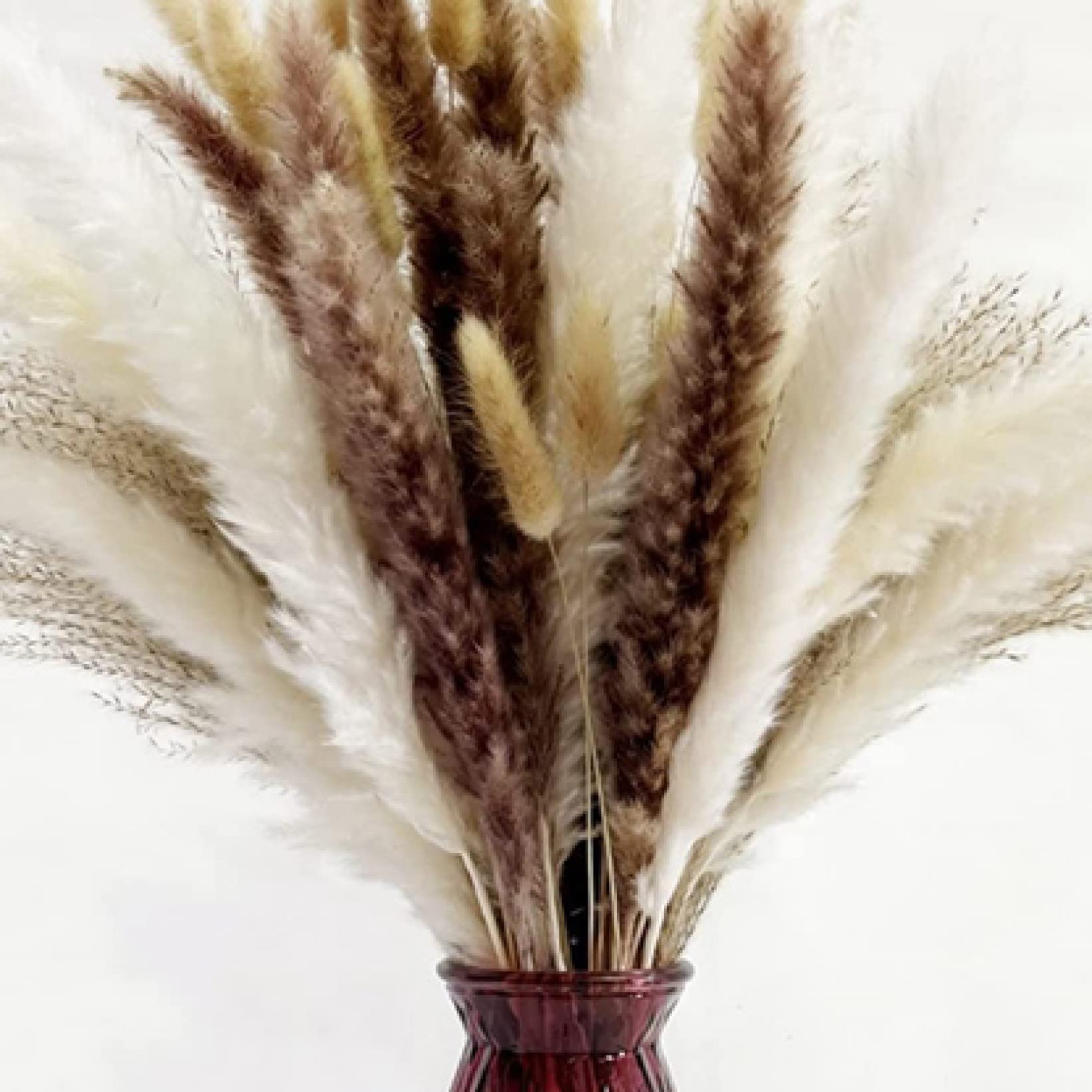 65 Pcs Natural Dried Pampas Grass Bouquet - Boho Wedding Decor, Home Vase Filler, Table Centerpiece for Kitchen, Yard & Indoor Boho Decorations | Perfect for Wedding, Party & Home Styling