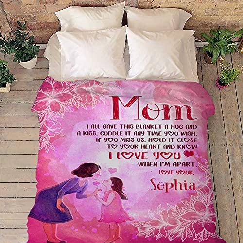 Personalized Mom Blanket - Custom Mother's Day & Birthday Gift from Daughter - Premium Soft & Cozy Throw - Made in USA - Perfect for Cuddling, Relaxing & Heartwarming Moments