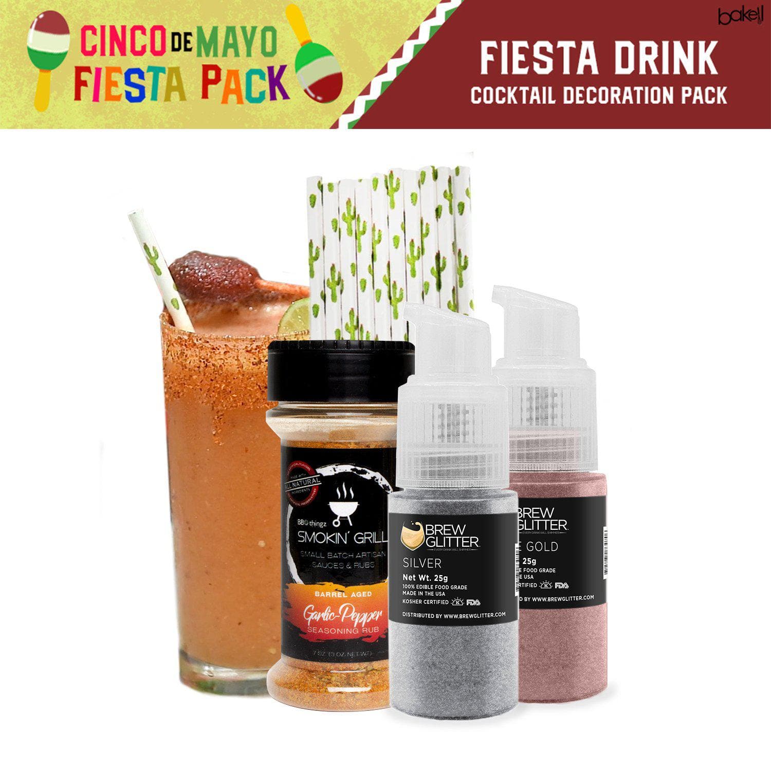 5-Piece Cinco de Mayo Party Decorations Set - Colorful Fiesta Drink & Cocktail Decor Kit for Mexican Themed Celebrations - Perfect for Home Parties, Bars, and Festive Gatherings