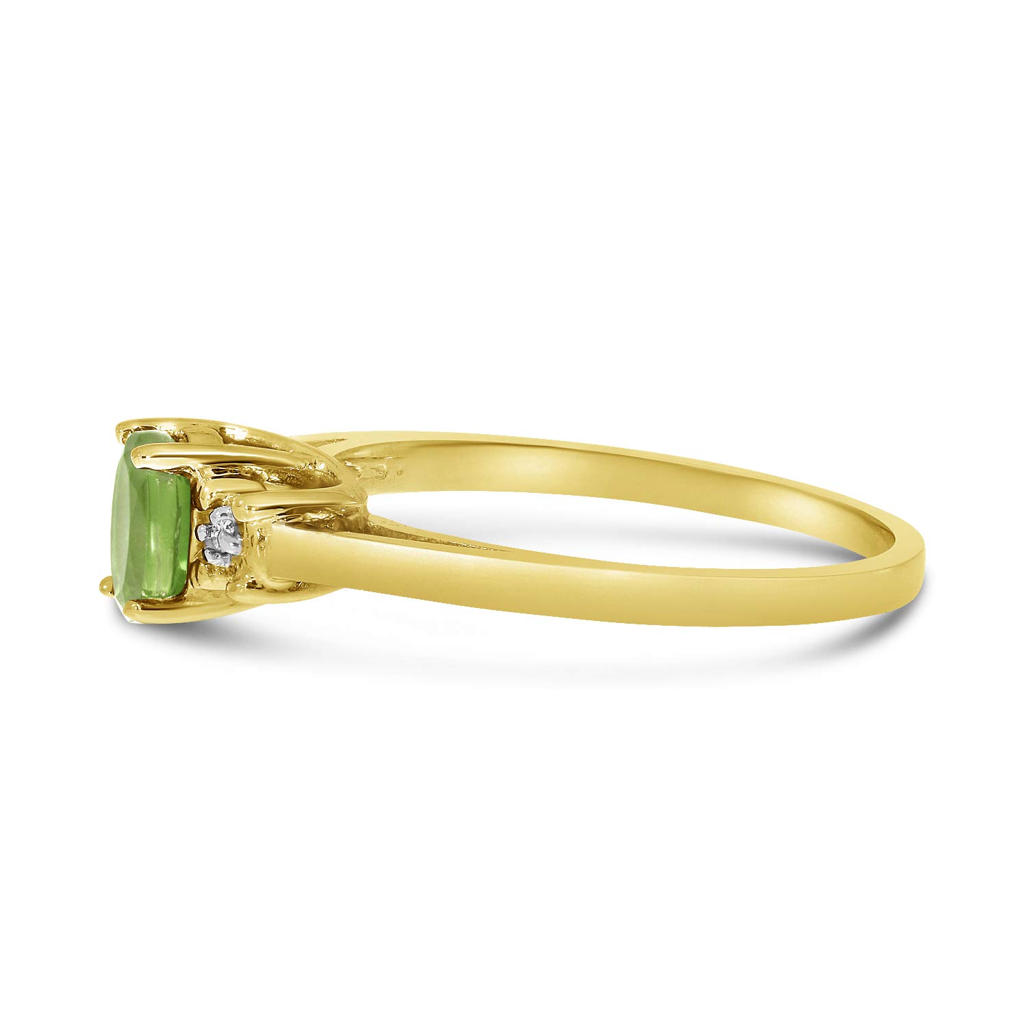 Jewels By Lux 10k Yellow Gold Genuine Birthstone Solitaire Oval Gemstone & Diamond Engagement Ring for Women | Perfect Wedding, Anniversary & Proposal Gift