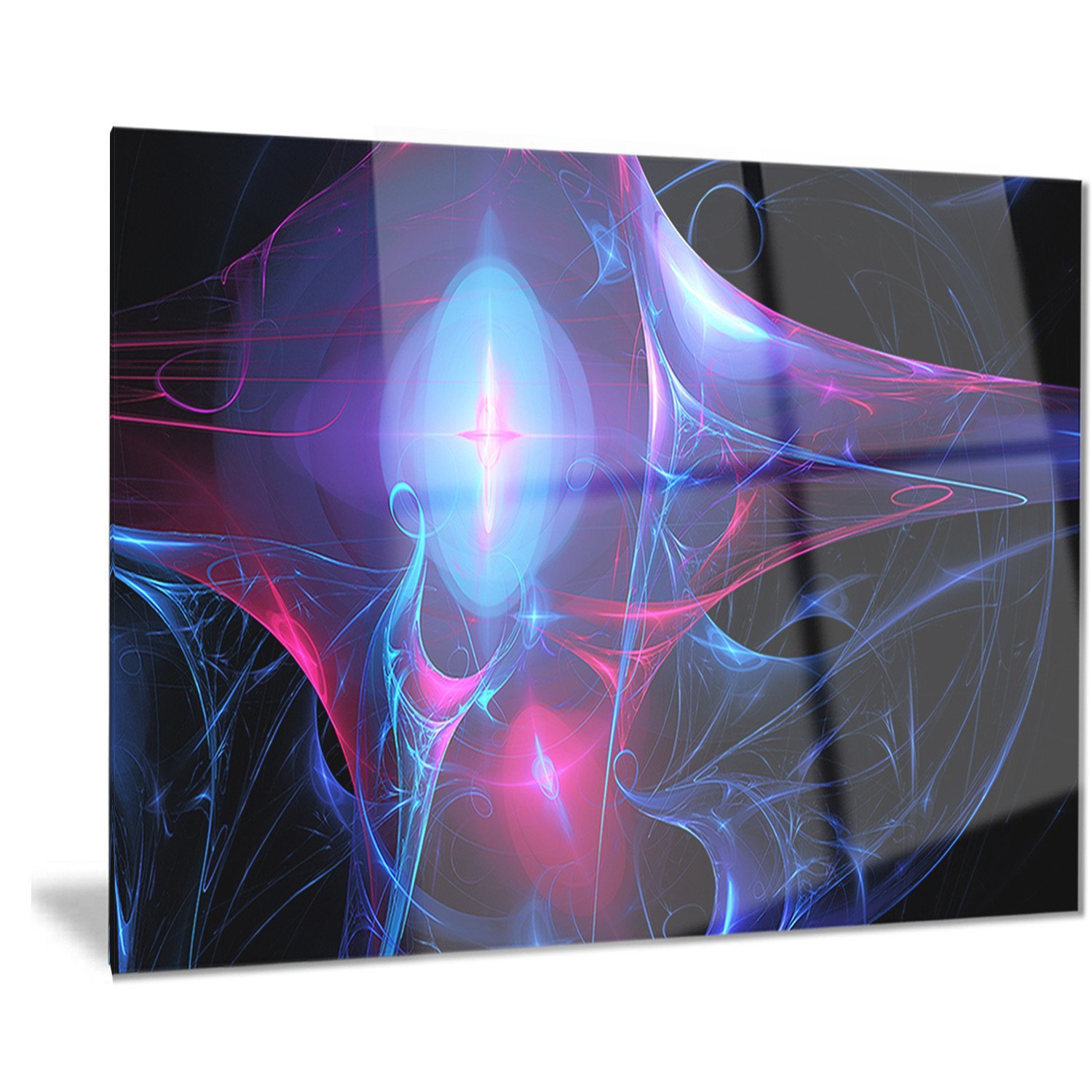 Designart Blue Bright Candle Abstract Digital Art Metal Wall Decor - 40x30 Inches Modern Home Artwork for Living Room, Bedroom & Office - 30''H x 40''W x 1''D