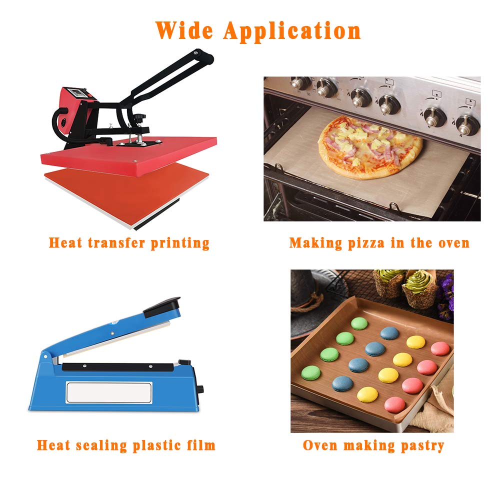 3 Pack 12 x 16 Inch PTFE Non Stick Teflon Sheet for Heat Press Transfer - Reusable Heat Resistant Craft Mat for Iron & Heat Press Machines - Perfect for T-Shirt Printing, Sublimation & DIY Projects