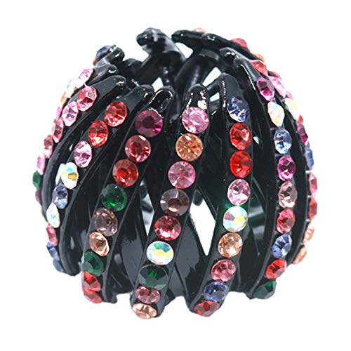 Sparkly Rhinestone Hair Hoop & Bun Maker - Non-Slip Bird Nest Shaped Flexible Hair Tie for Long Hair - Perfect for Weddings, Parties & Everyday Elegant Hairstyles
