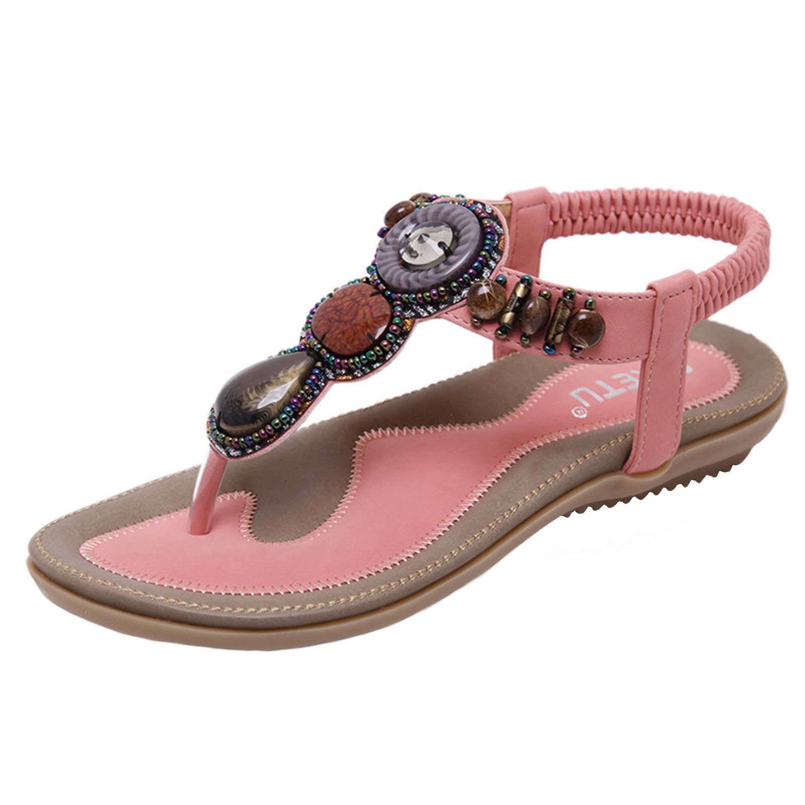 **Women's Rhinestone Slip-On Flat Sandals – Bohemian Crystal Thong Sandals for Beach, Party & Summer Outfits**